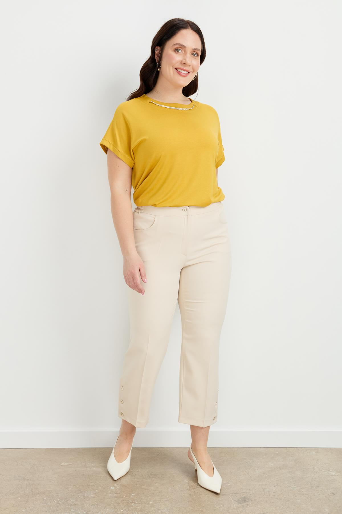 Büyük Beden Hürrem Pantolon-TAŞ