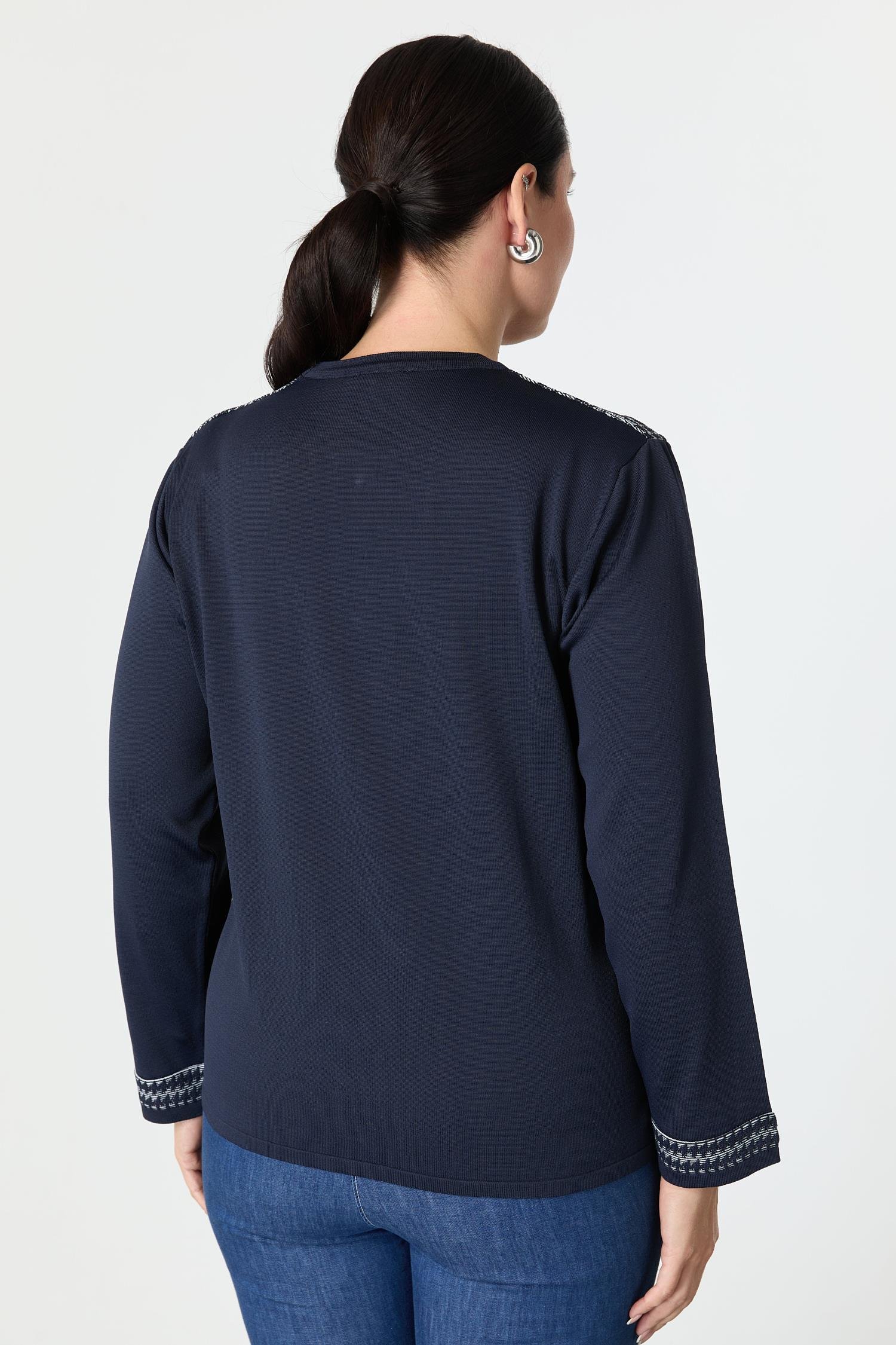 Büyük Beden Kazayağı Desenli Triko Hırka-LACI