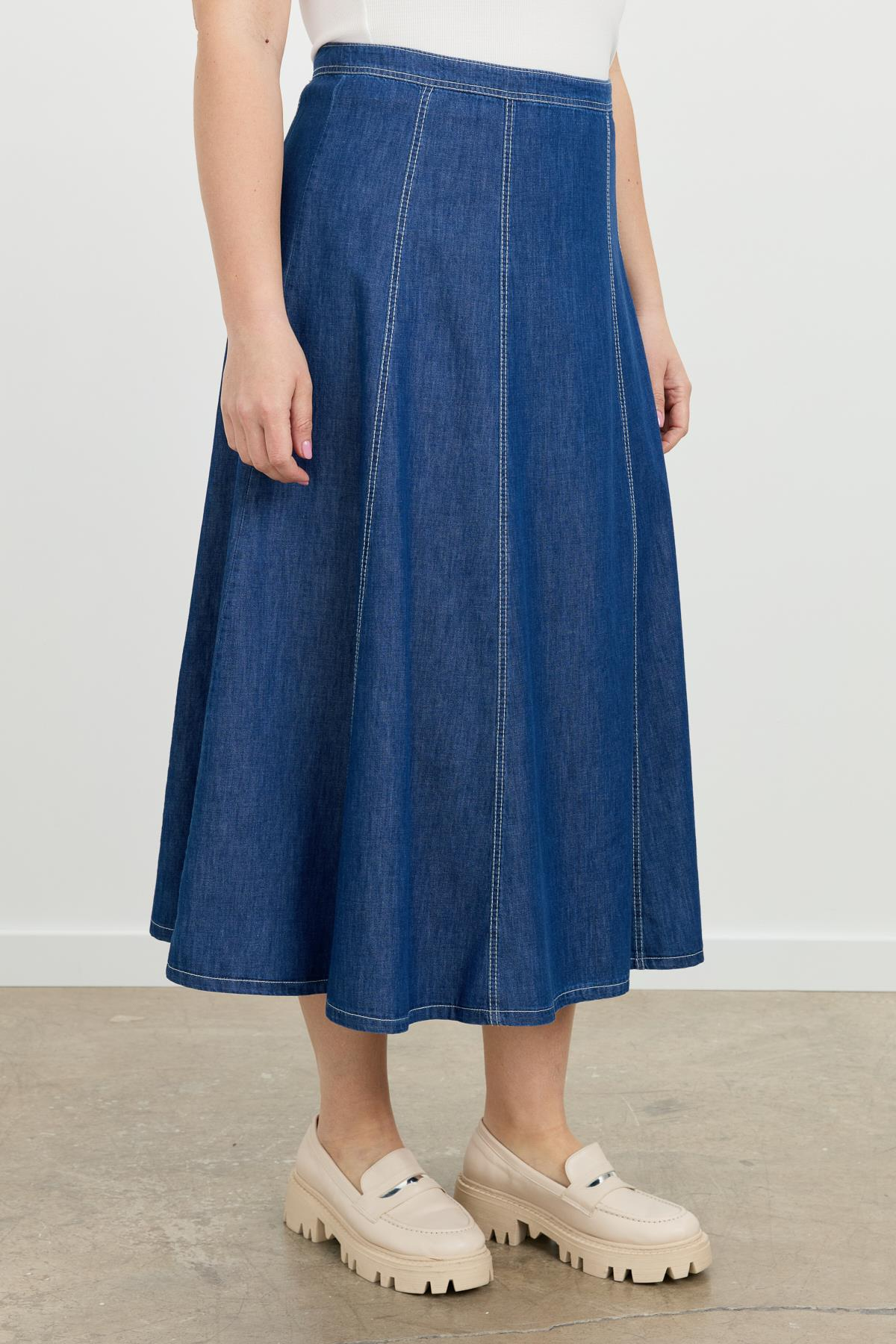 Büyük Beden Kloş Kot Etek-LACI