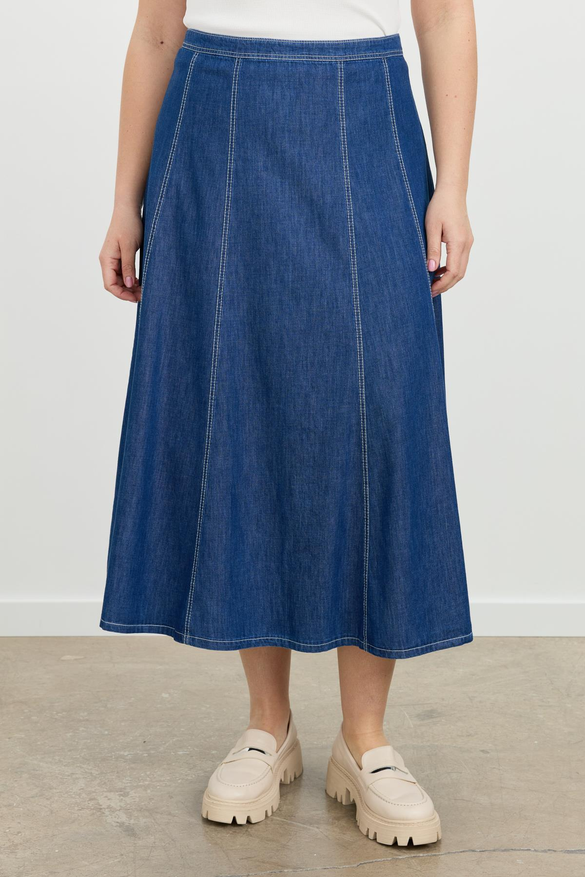 Büyük Beden Kloş Kot Etek-LACI