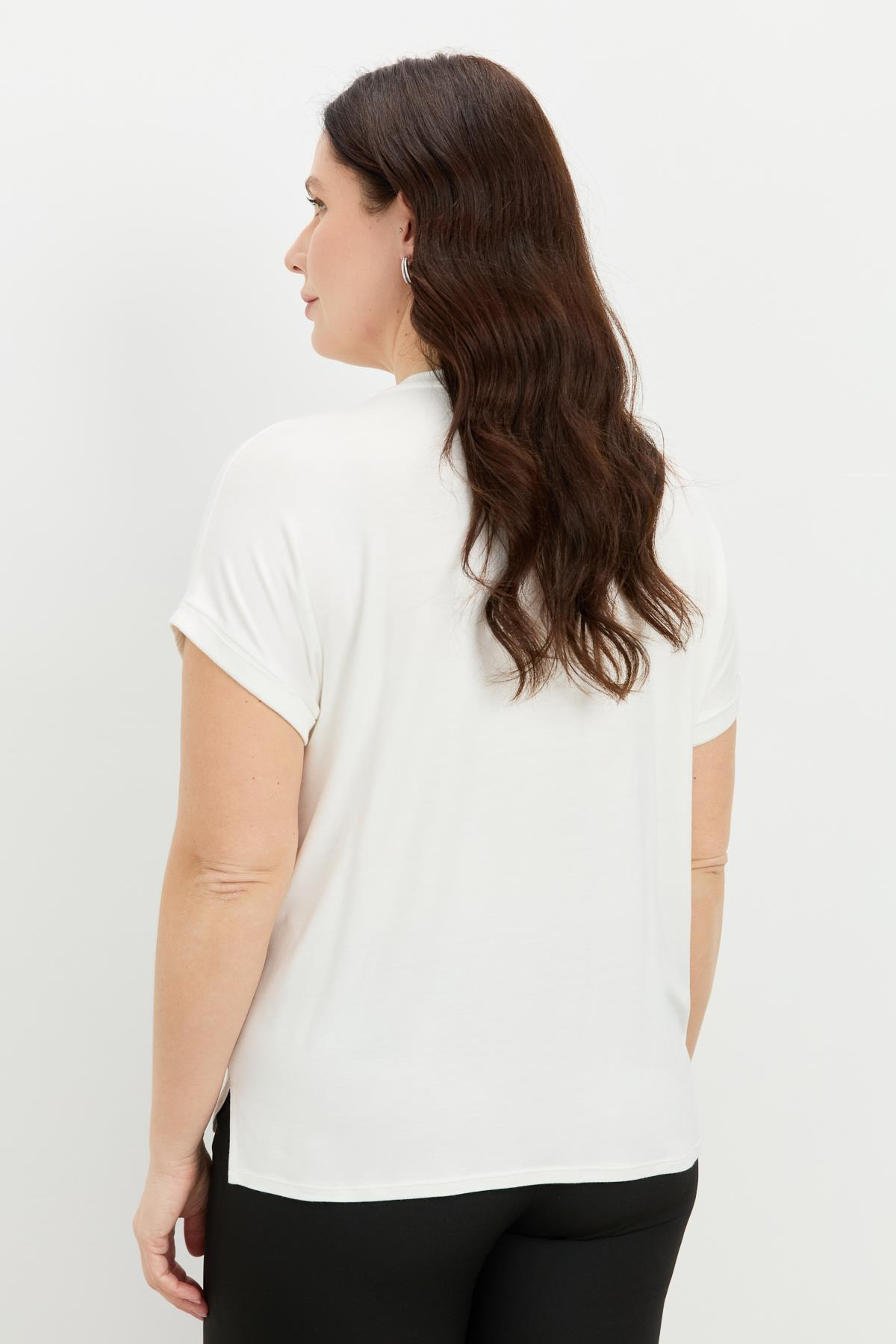 Büyük Beden Leopar Baskı Bluz-KEMIK