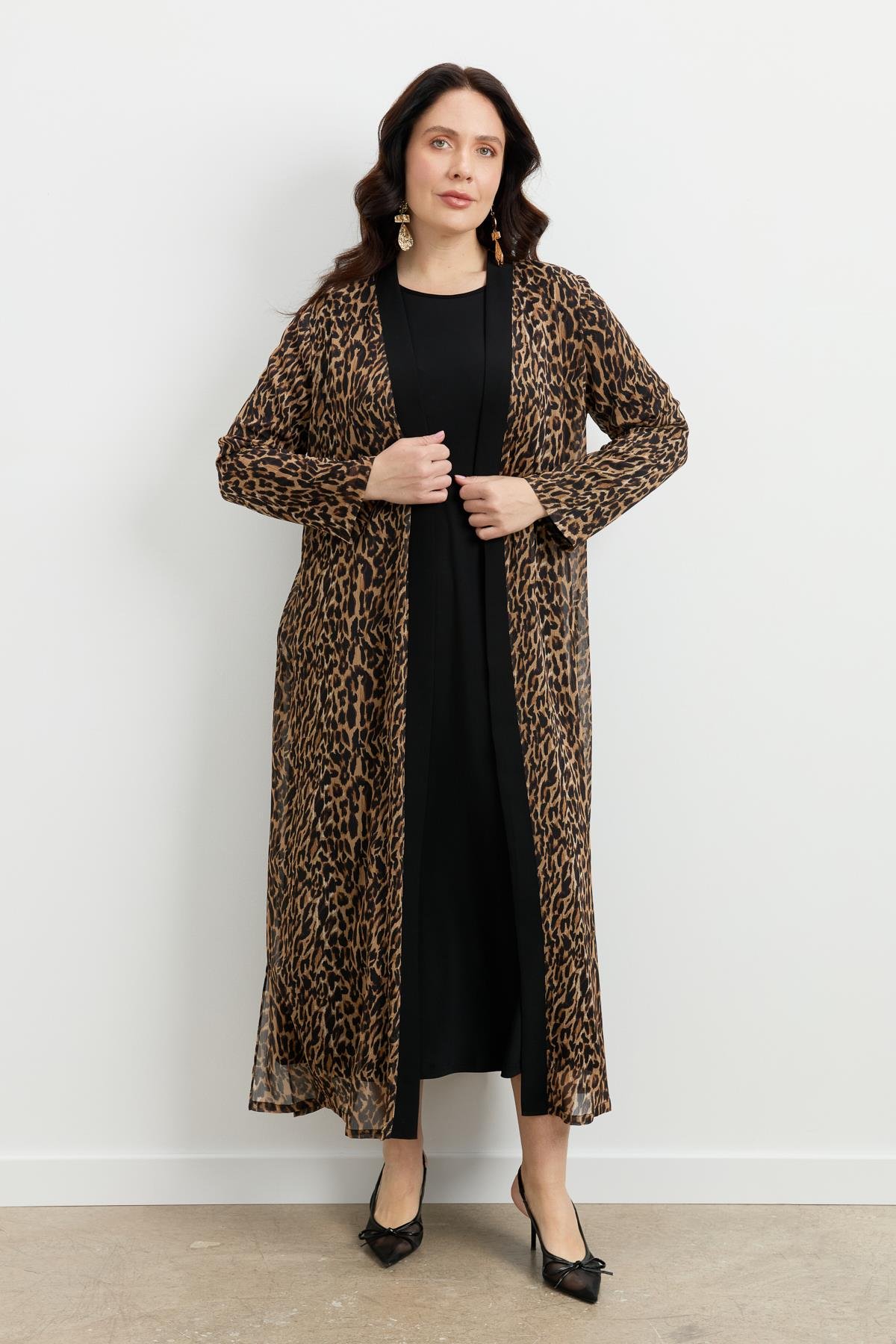 Büyük Beden Leoparın Rüyası Takım Elbise-CAMEL