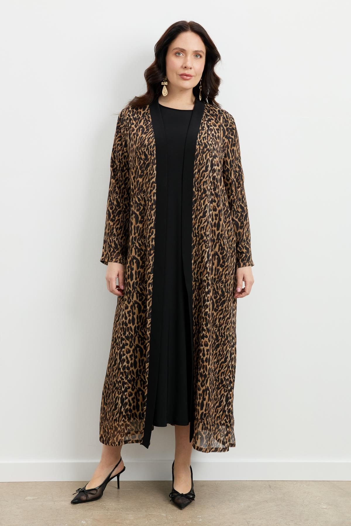 Büyük Beden Leoparın Rüyası Takım Elbise-CAMEL