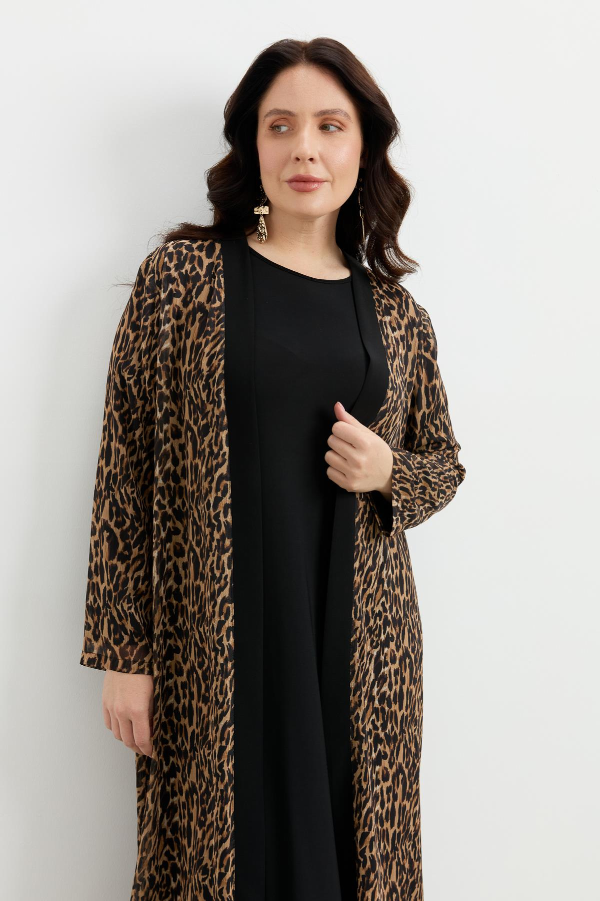 Büyük Beden Leoparın Rüyası Takım Elbise-CAMEL