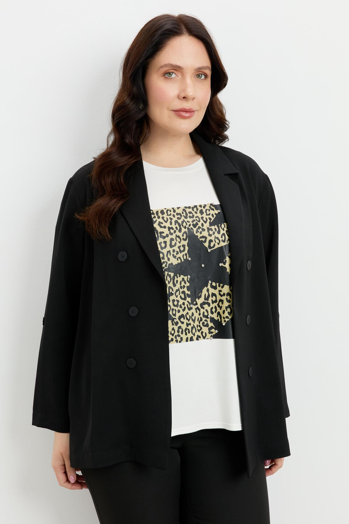 Büyük Beden Linda Ceket-SİYAH