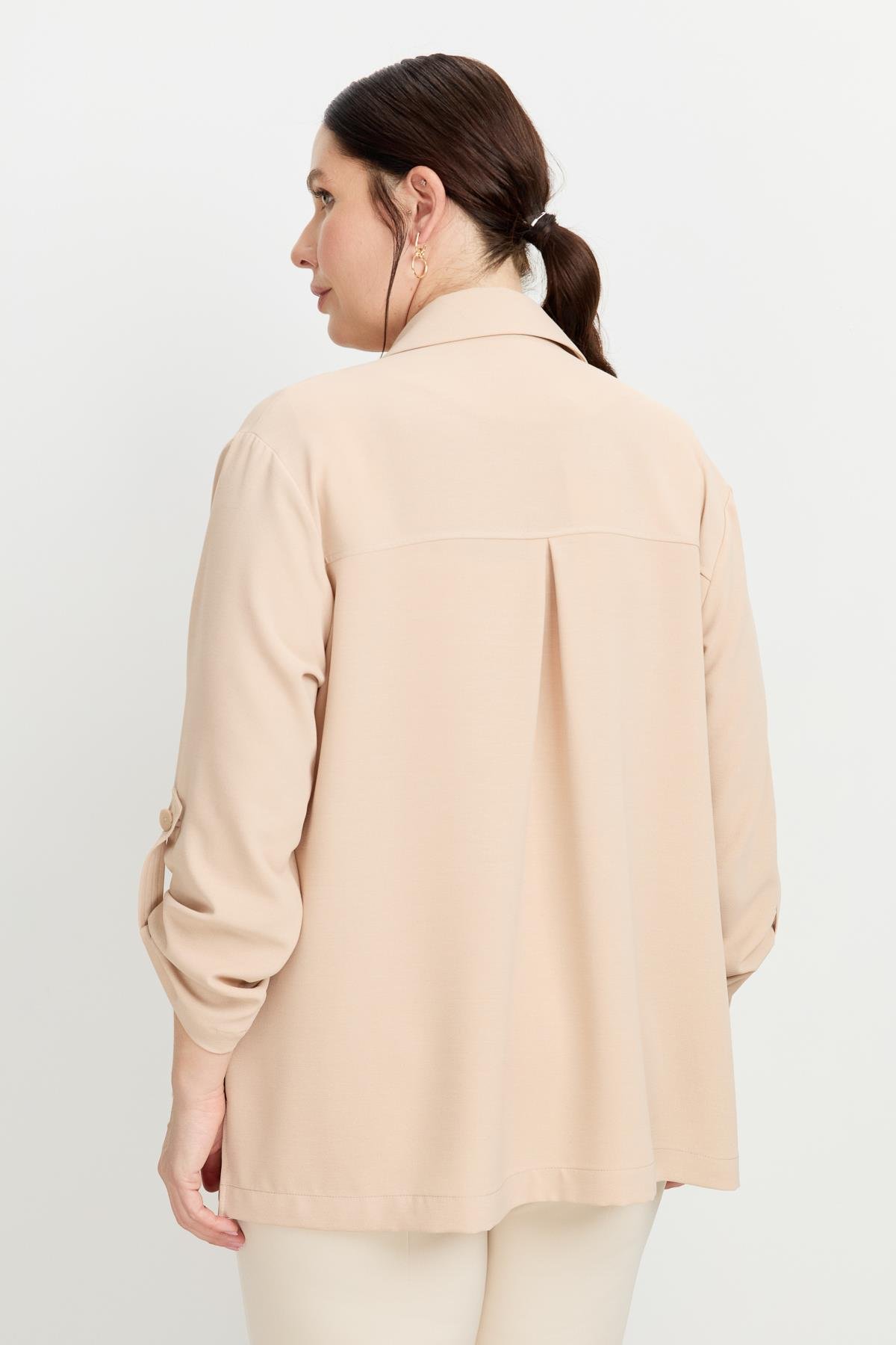 Büyük Beden Linda Ceket-VİZON