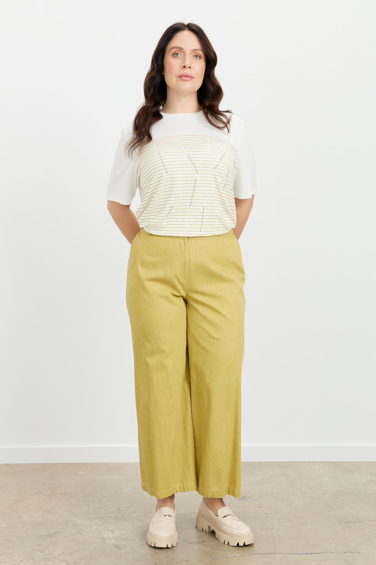 Büyük Beden Pamuklu Kot Pantolon-SARI