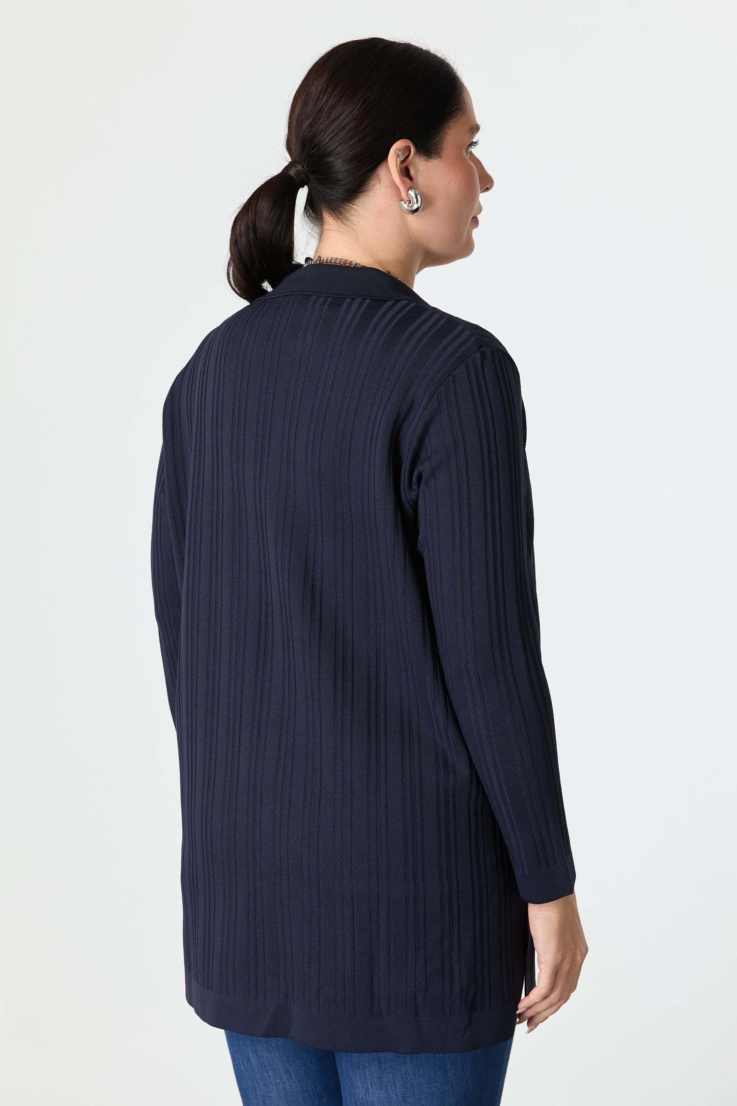 Büyük Beden Polo Yaka Triko Hırka-LACI