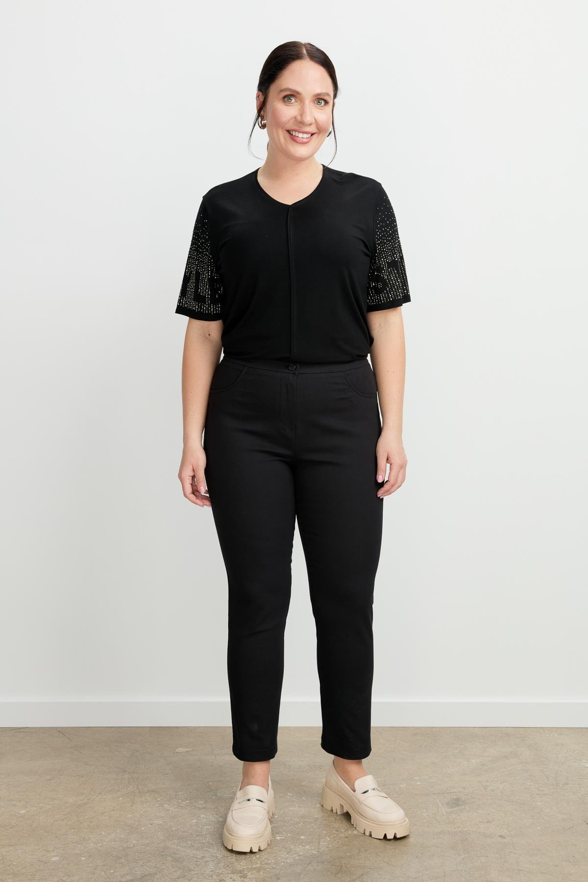 Büyük Beden Shine Pantolon-SİYAH