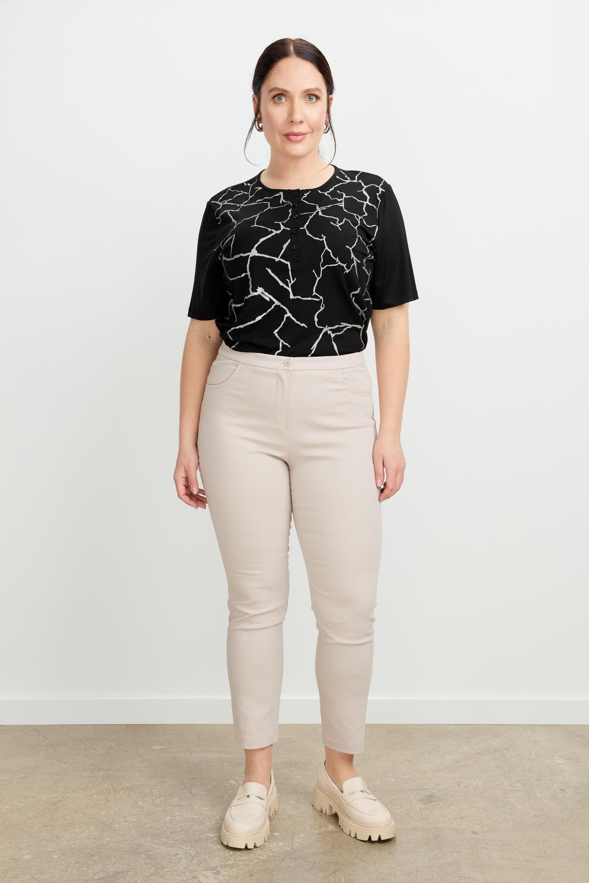 Büyük Beden Shine Pantolon-TAŞ