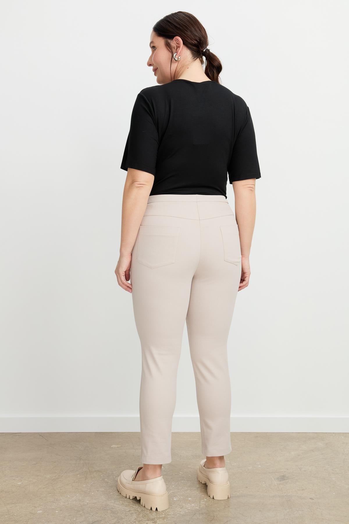 Büyük Beden Shine Pantolon-TAŞ