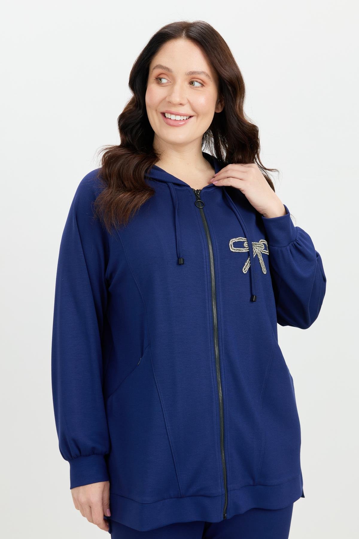 Büyük Beden Taş Baskı Sweatshirt-LACI