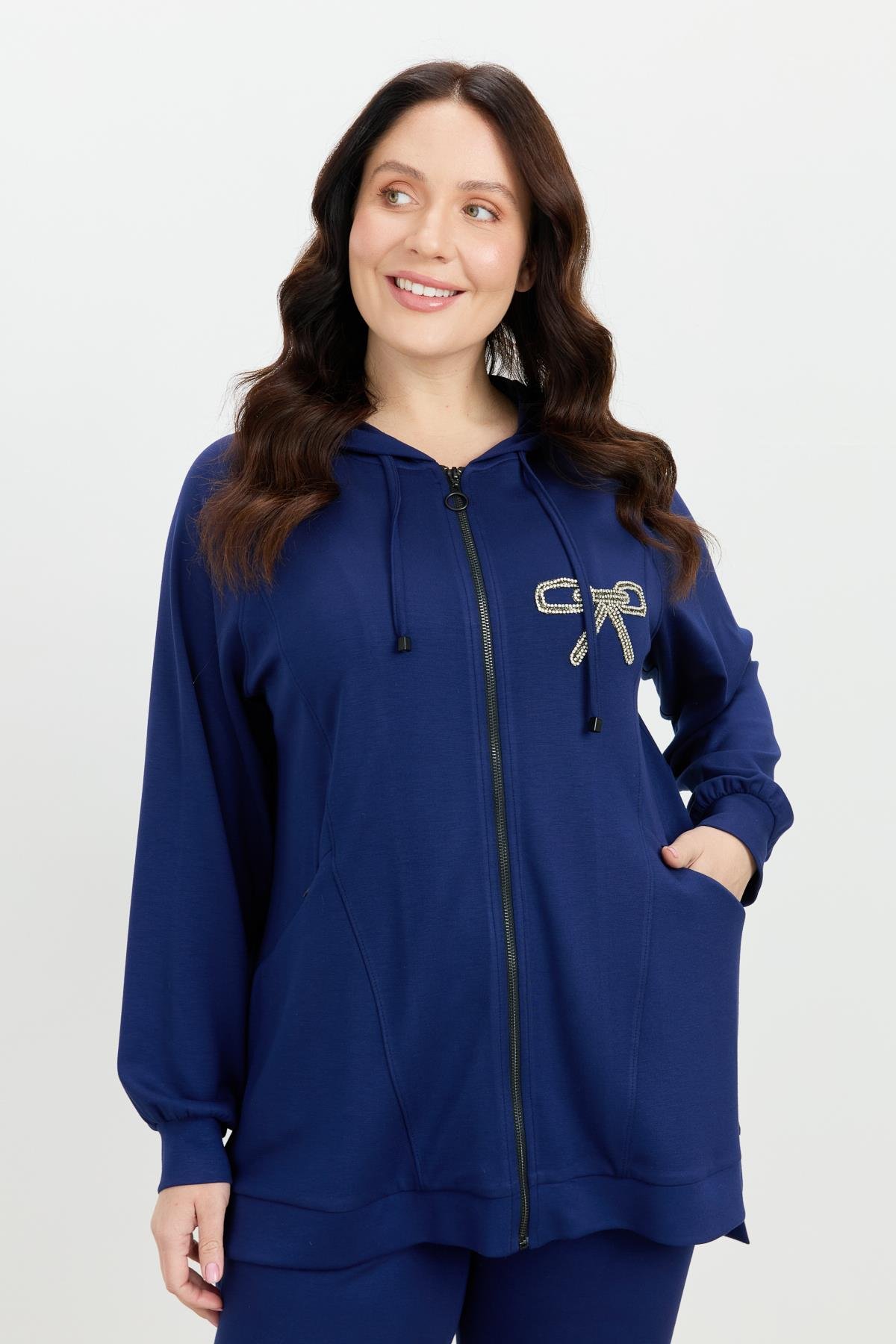 Büyük Beden Taş Baskı Sweatshirt-LACI