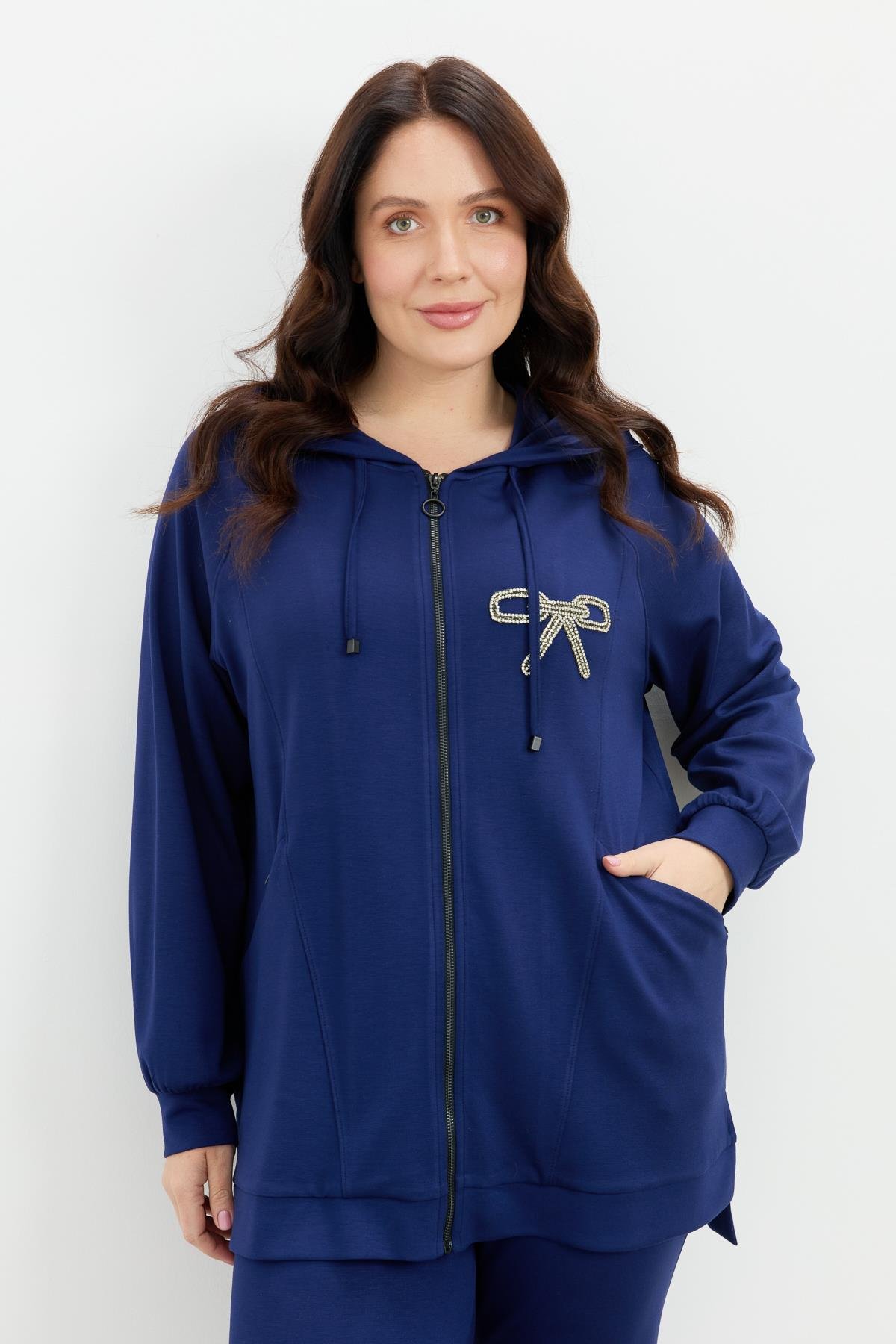 Büyük Beden Taş Baskı Sweatshirt-LACI