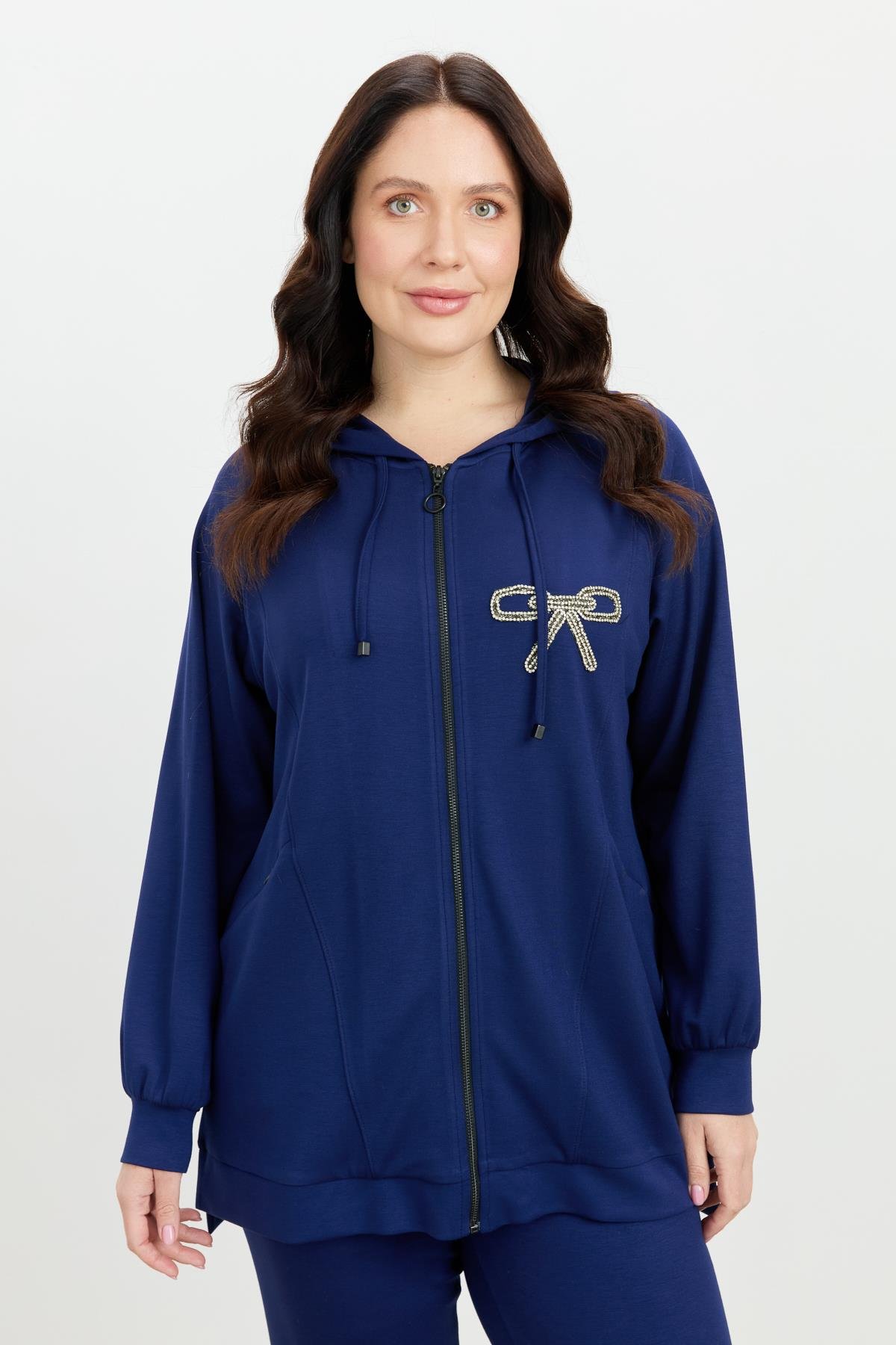 Büyük Beden Taş Baskı Sweatshirt-LACI