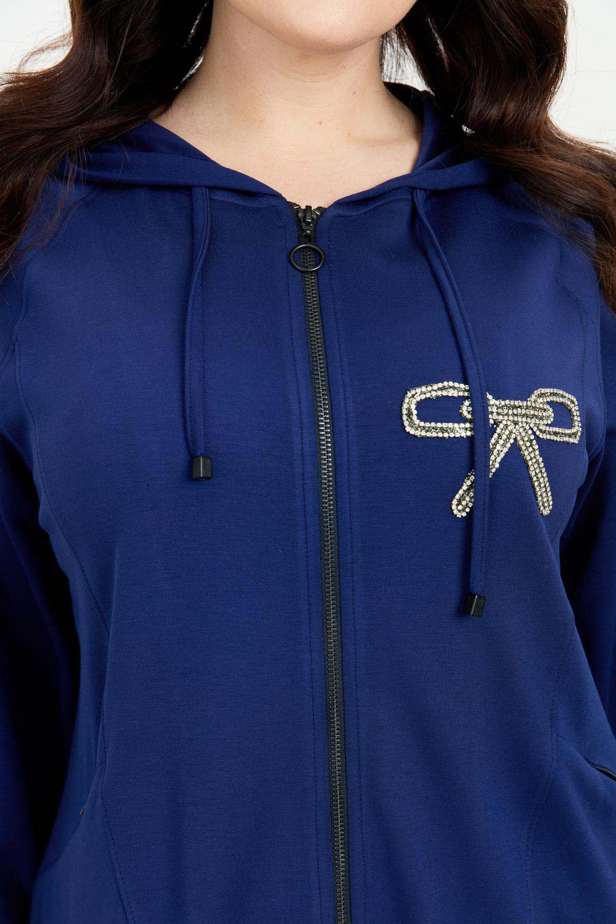 Büyük Beden Taş Baskı Sweatshirt-LACI