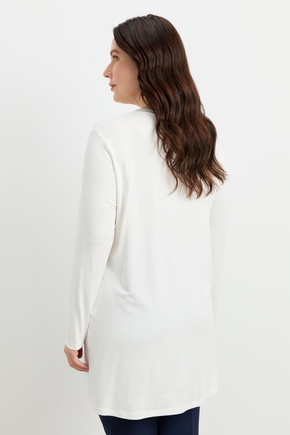 Büyük Beden Taş Detaylı Bluz-KEMIK