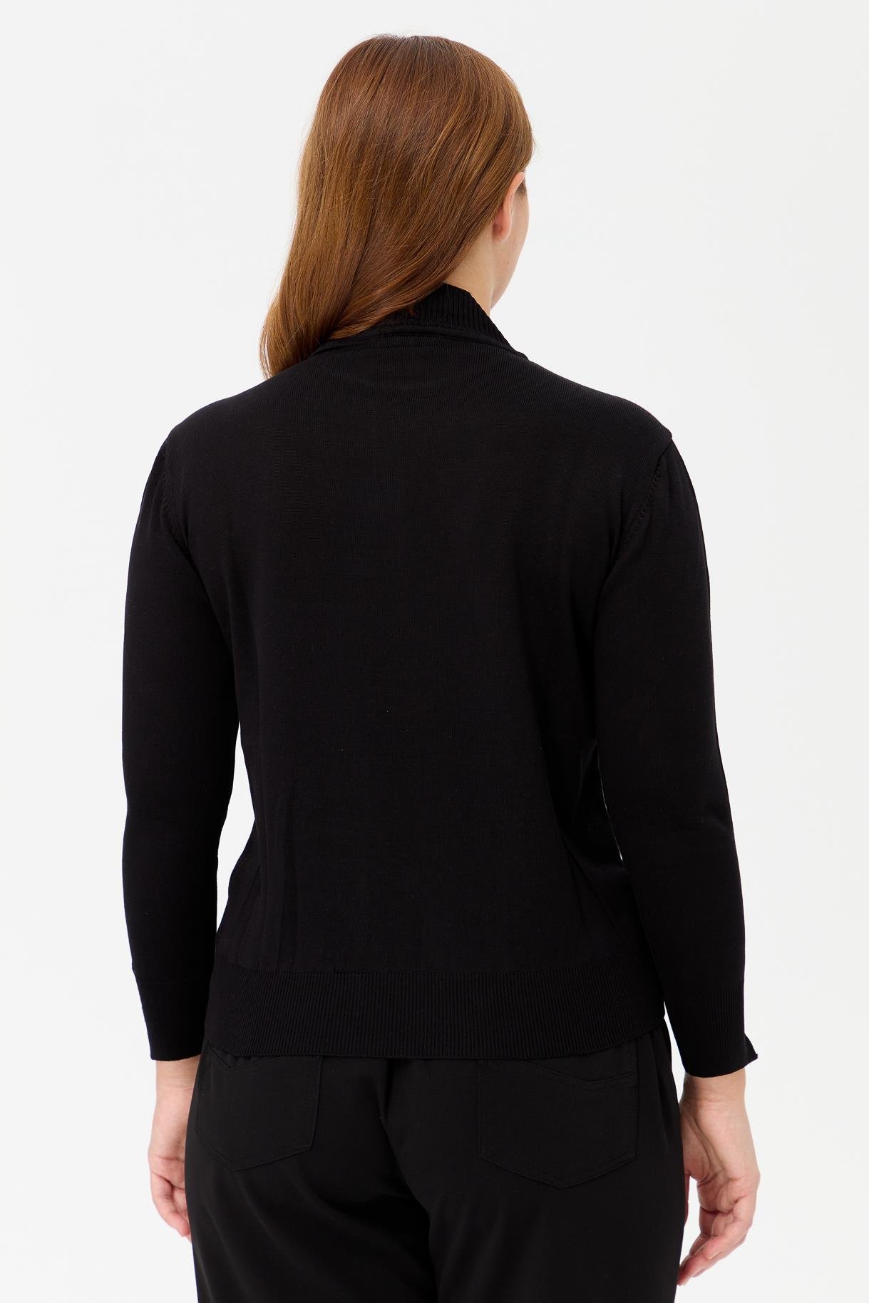 Büyük Beden Yarım Balıkçı Basic Triko Kazak - SİYAH