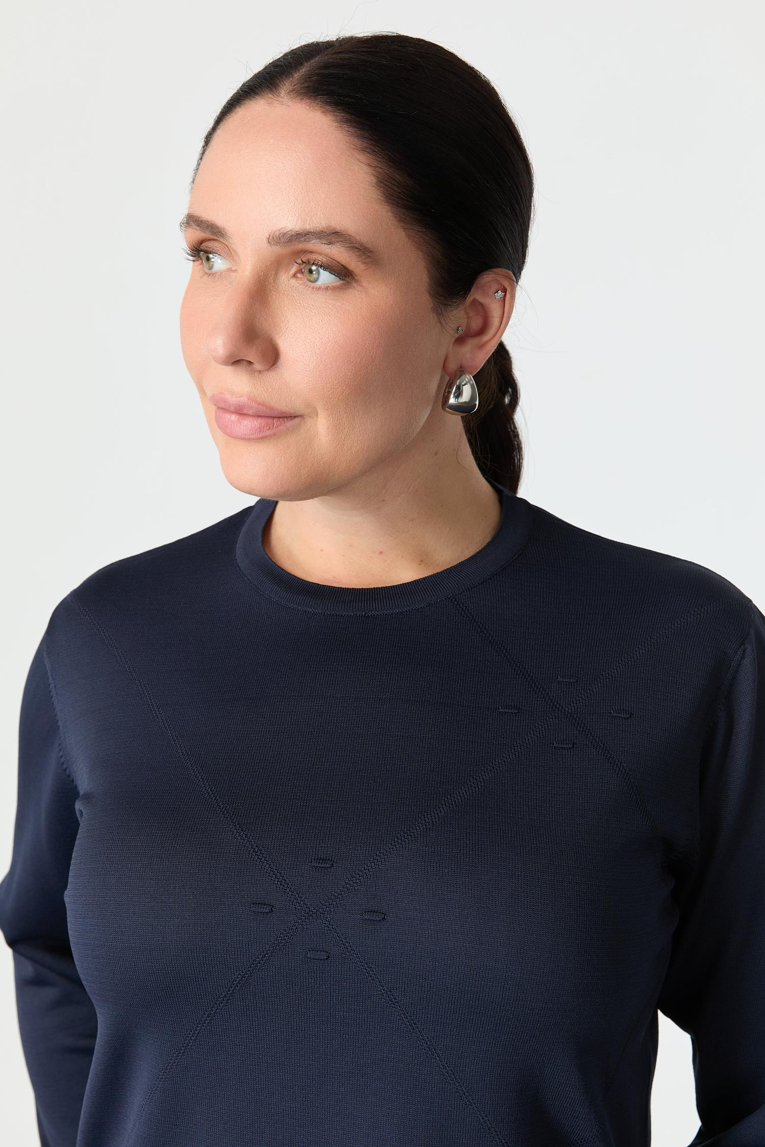 Büyük Beden Yuvarlak Yaka Triko kazak-LACI