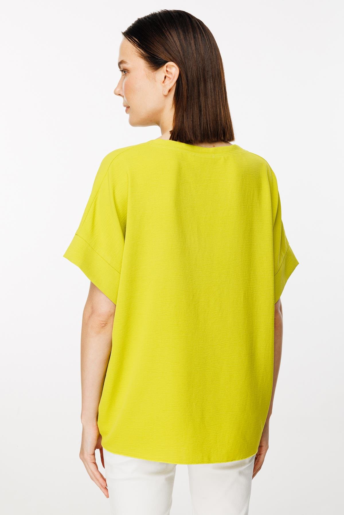 Cebi Baskı Detaylı Bluz - FISTIK YEŞİLİ