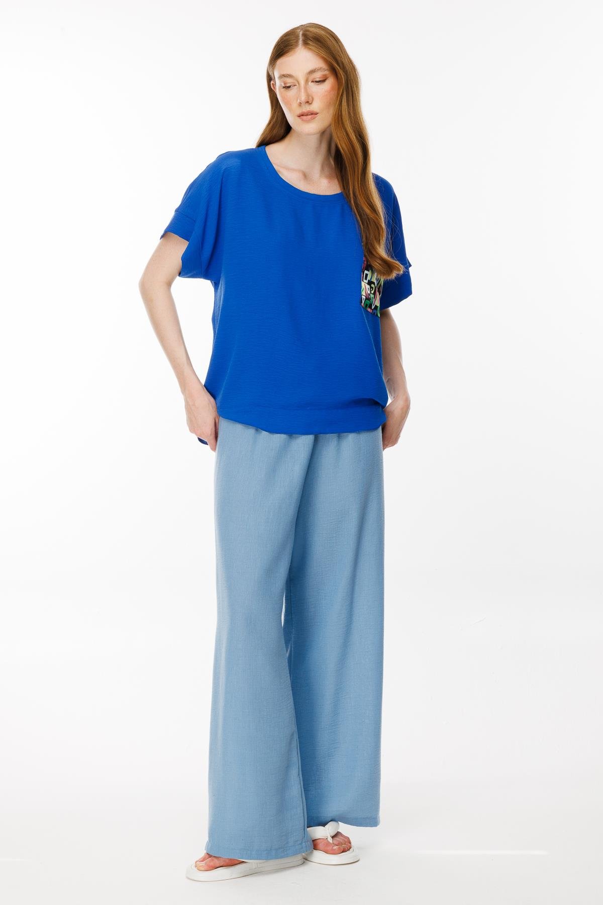 Cebi Baskı Detaylı Bluz - SAX