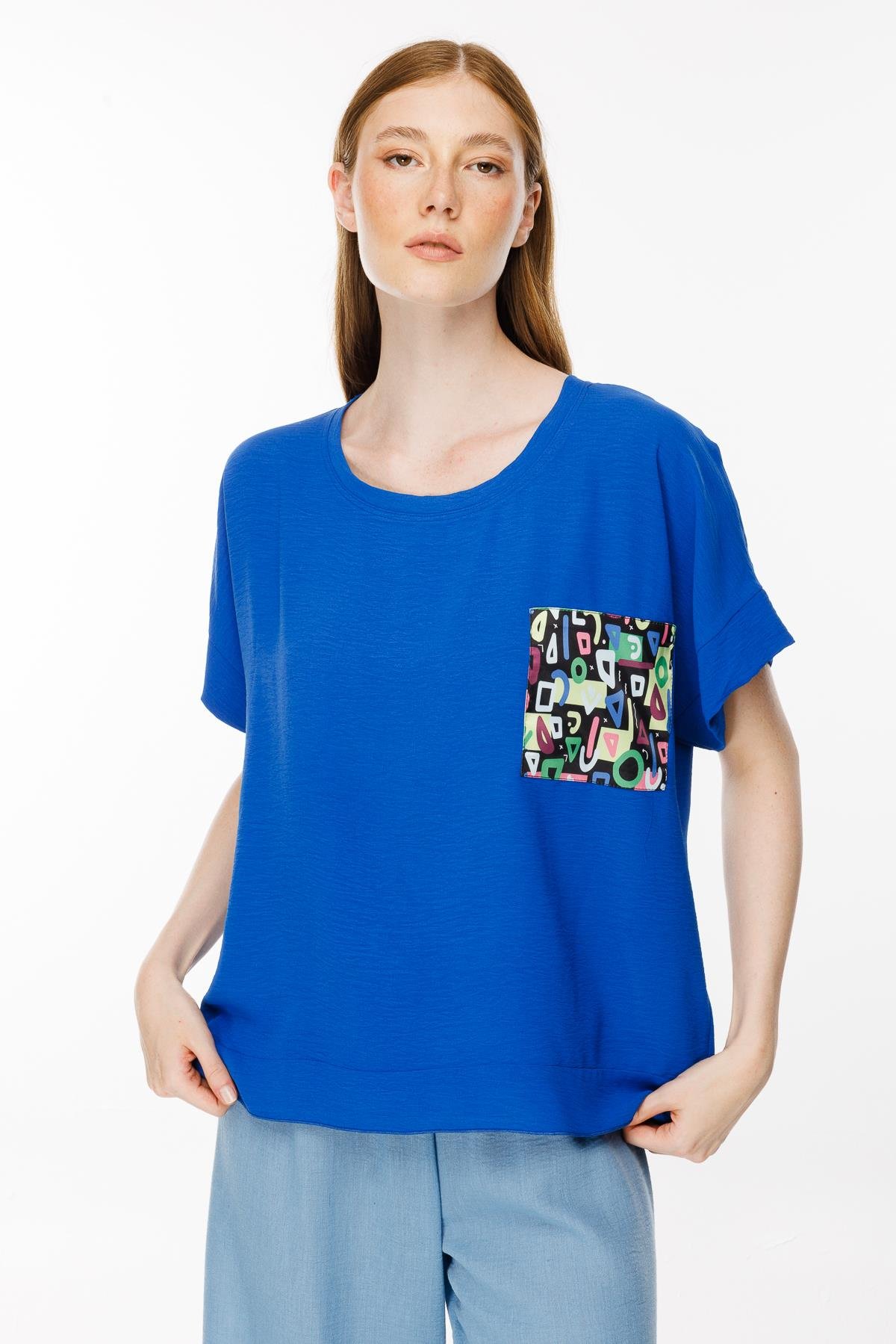 Cebi Baskı Detaylı Bluz - SAX