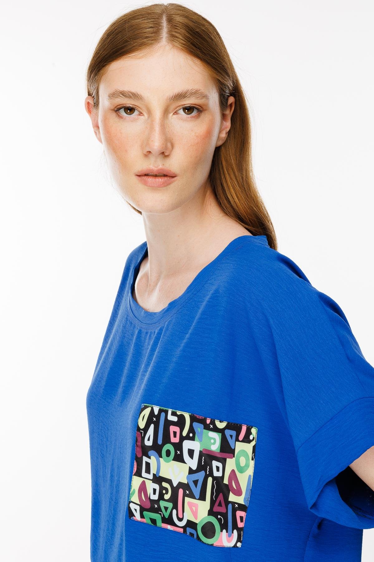 Cebi Baskı Detaylı Bluz - SAX