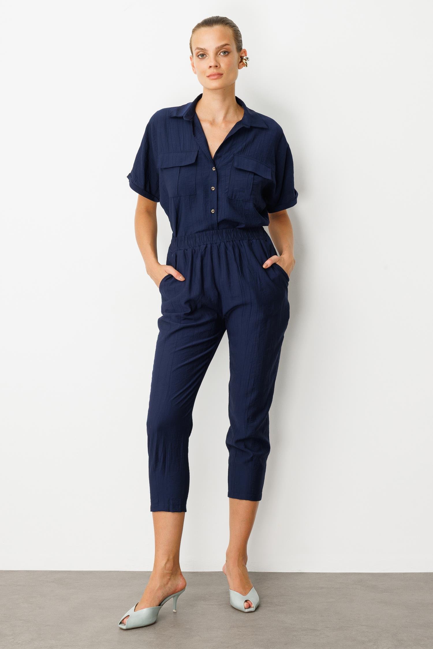 Cep Detay Beli Lastikli Pantolon-LACI