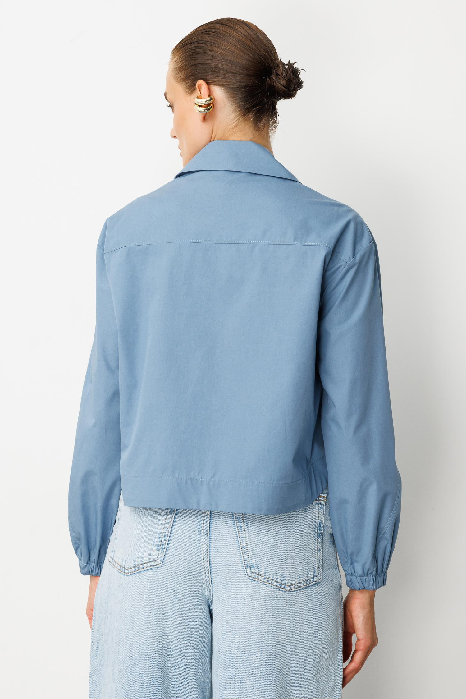 Cep Detay Fermuarlı Gömlek-İNDİGO