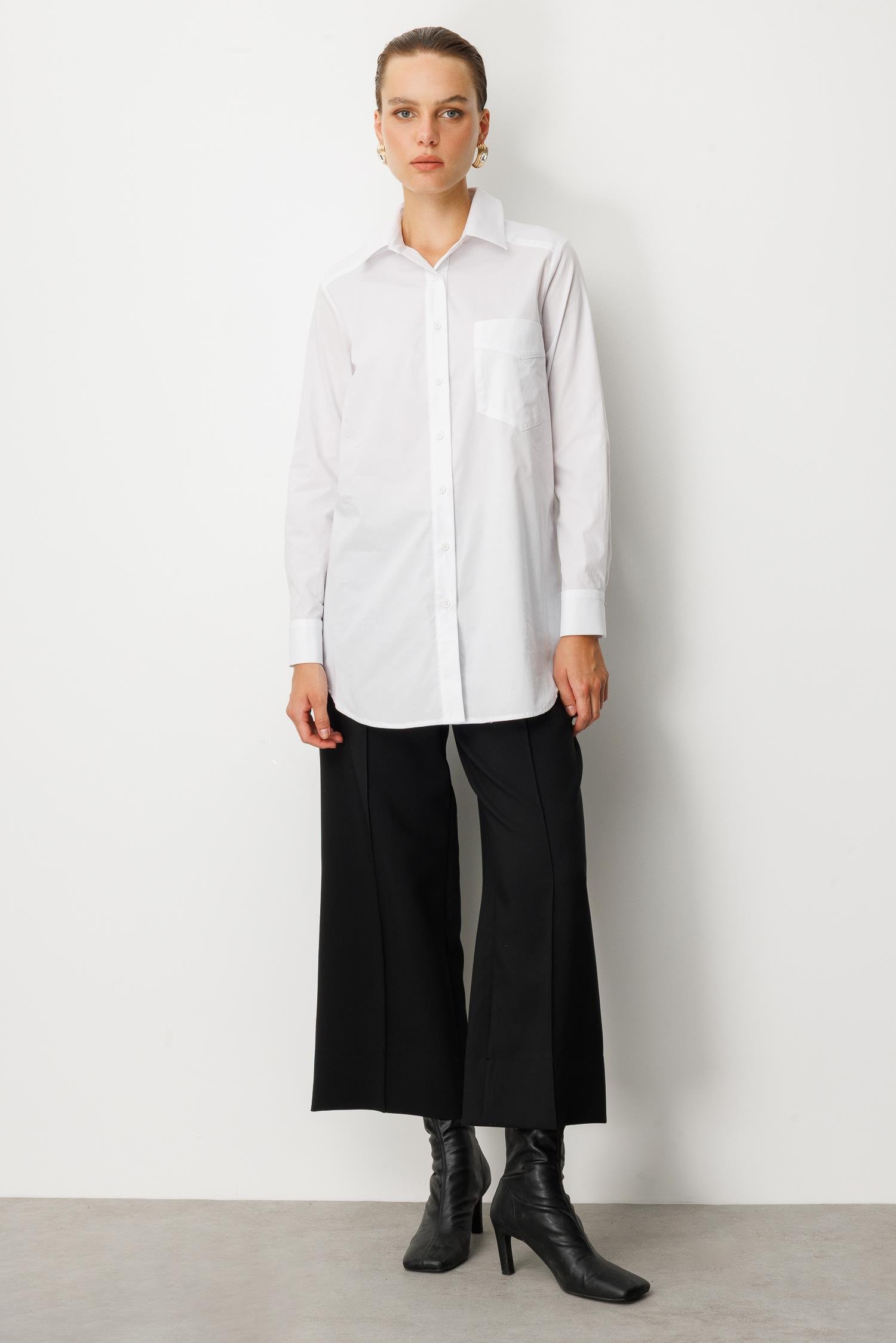 Cep Detay Pamuklu Tunik Gömlek-KEMIK