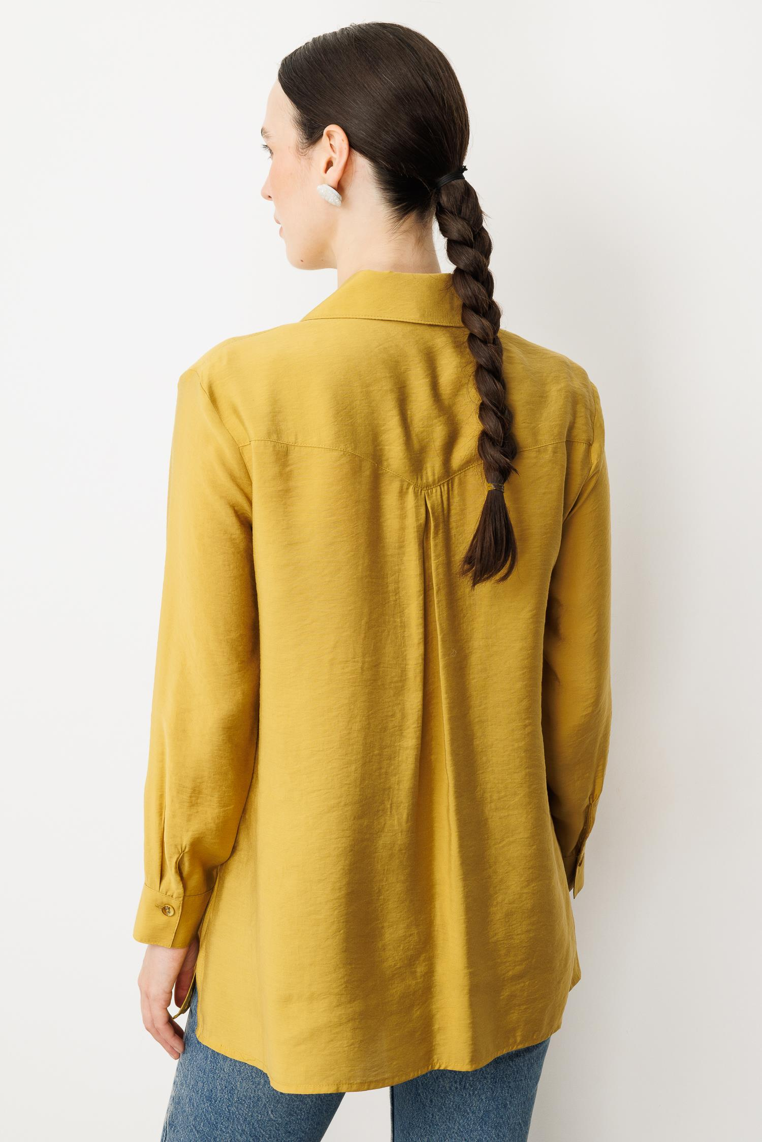 Cep Detaylı Gömlek-SAFRAN