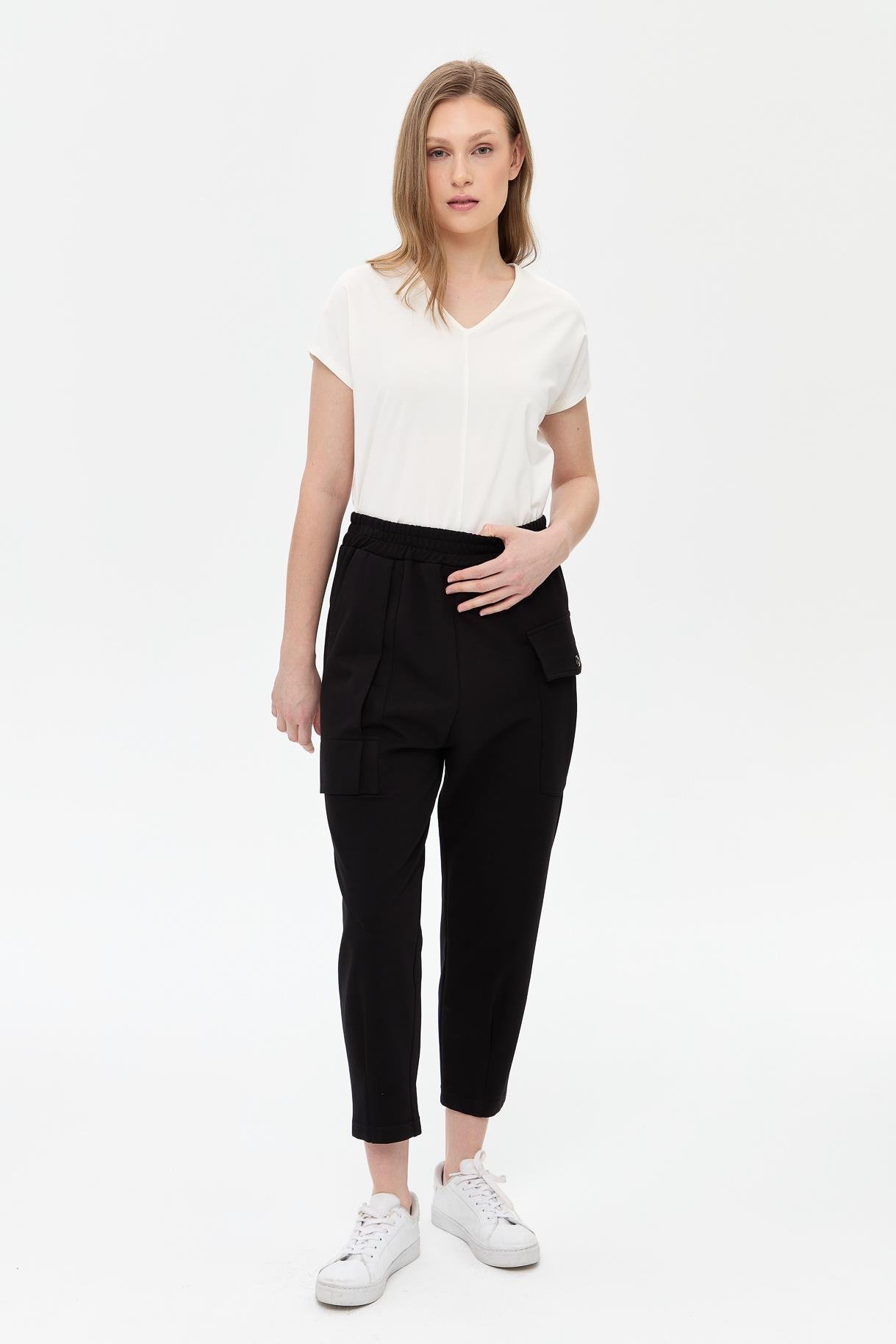 Cep Detaylı İki İplik Pantolon - SİYAH