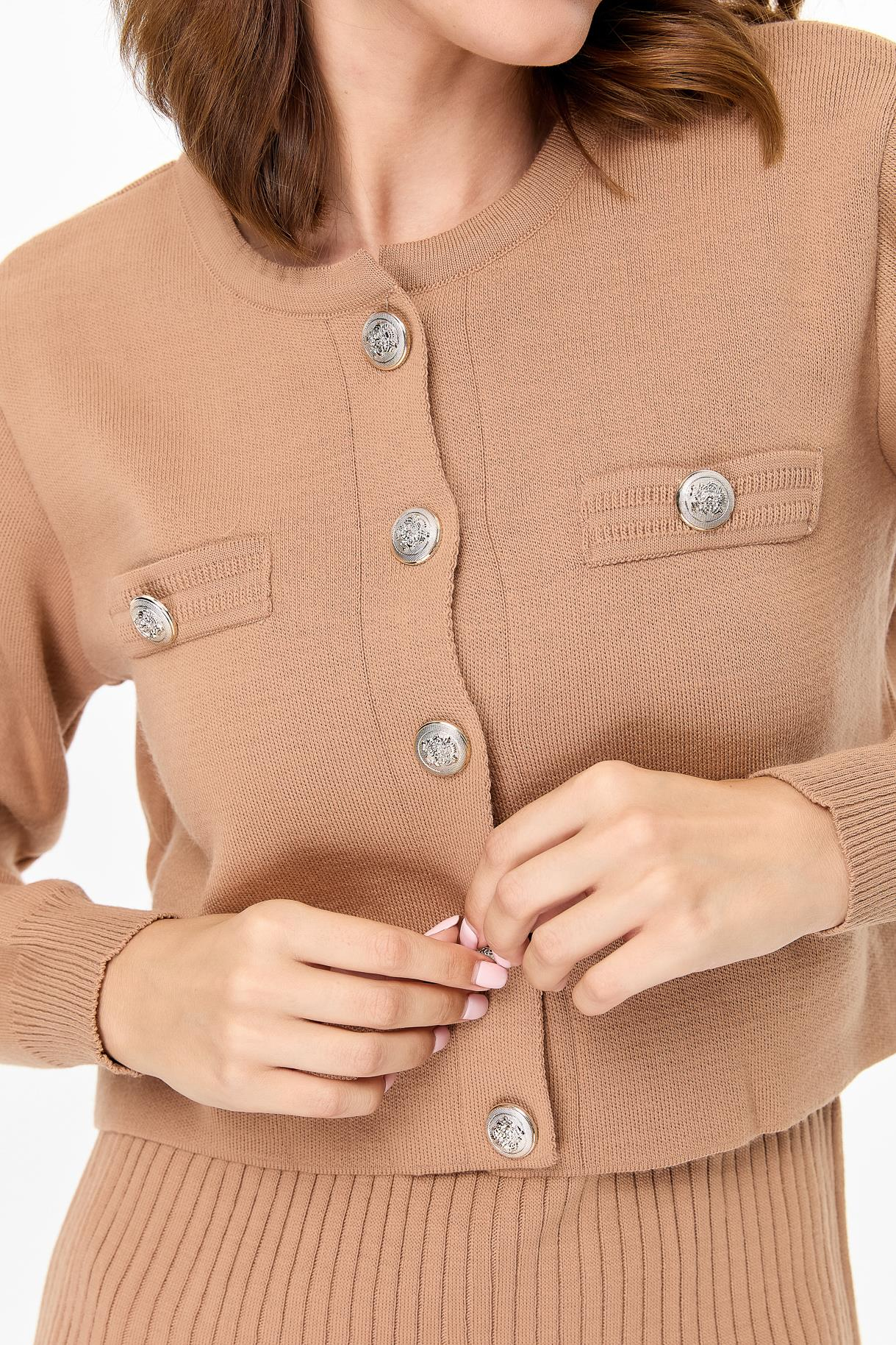 Cepli Ceket ve Triko Elbiseli Takım - CAMEL