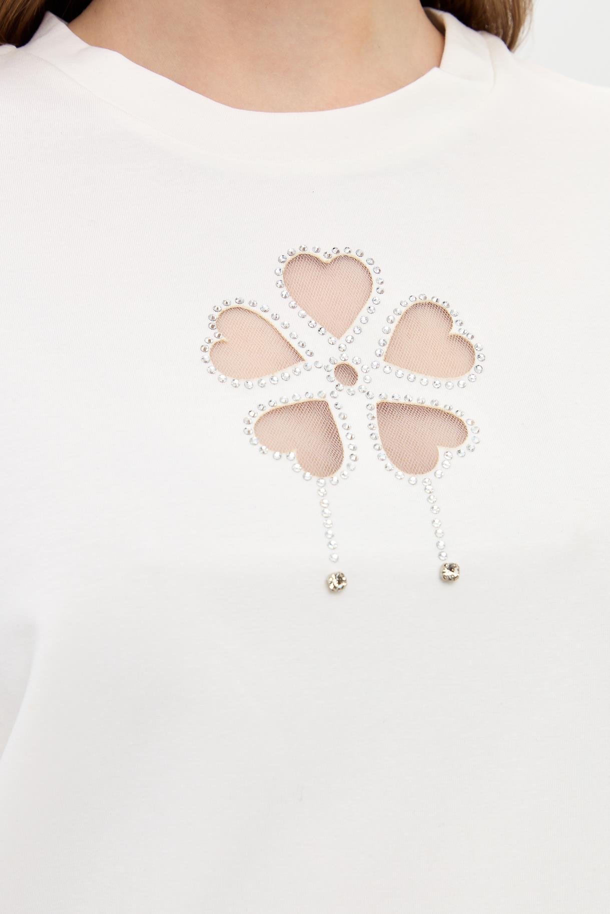 Çiçek Desen Kısa Kol Tişört - KEMIK