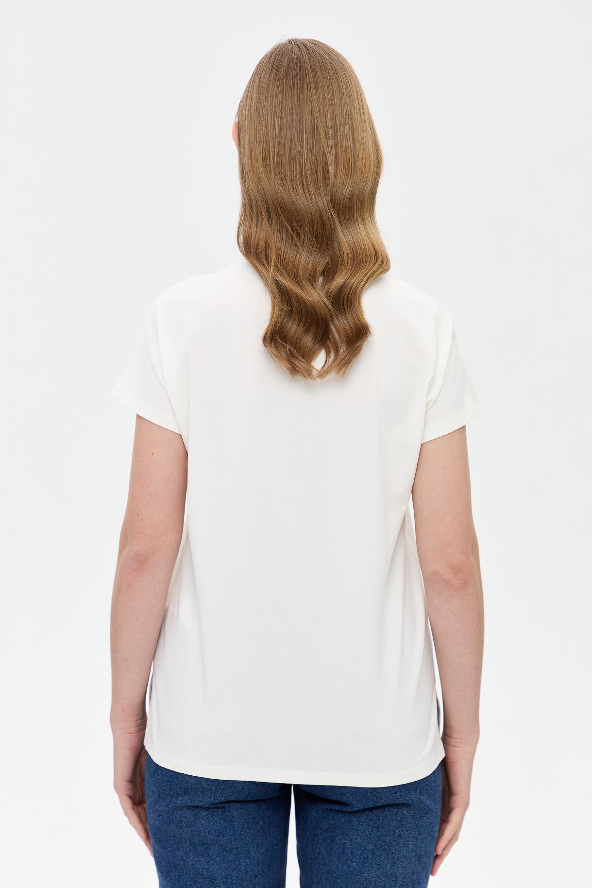 Çiçek Desen Kısa Kol Tişört - KEMIK