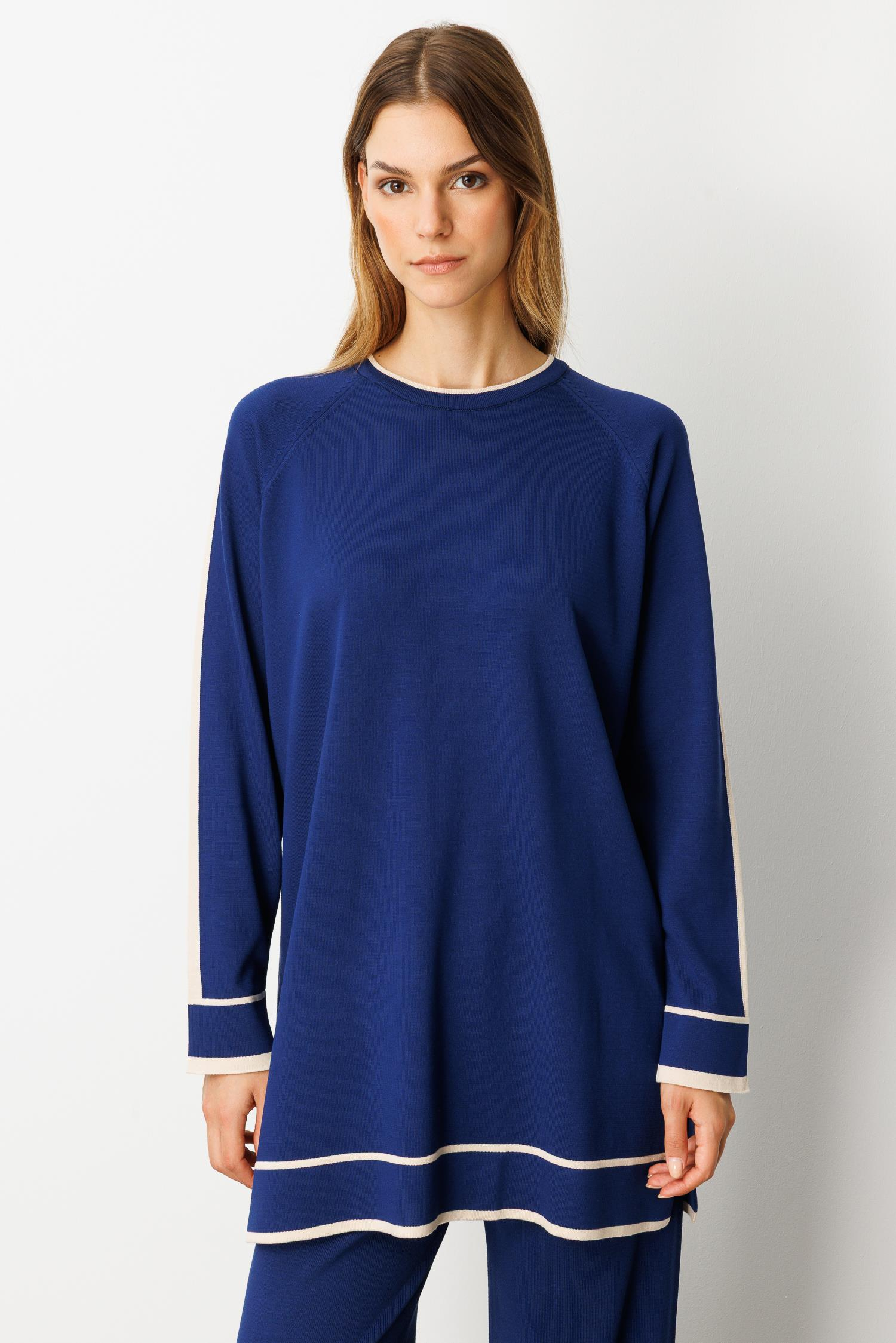 Çizgi Detaylı Triko Takım-SAX