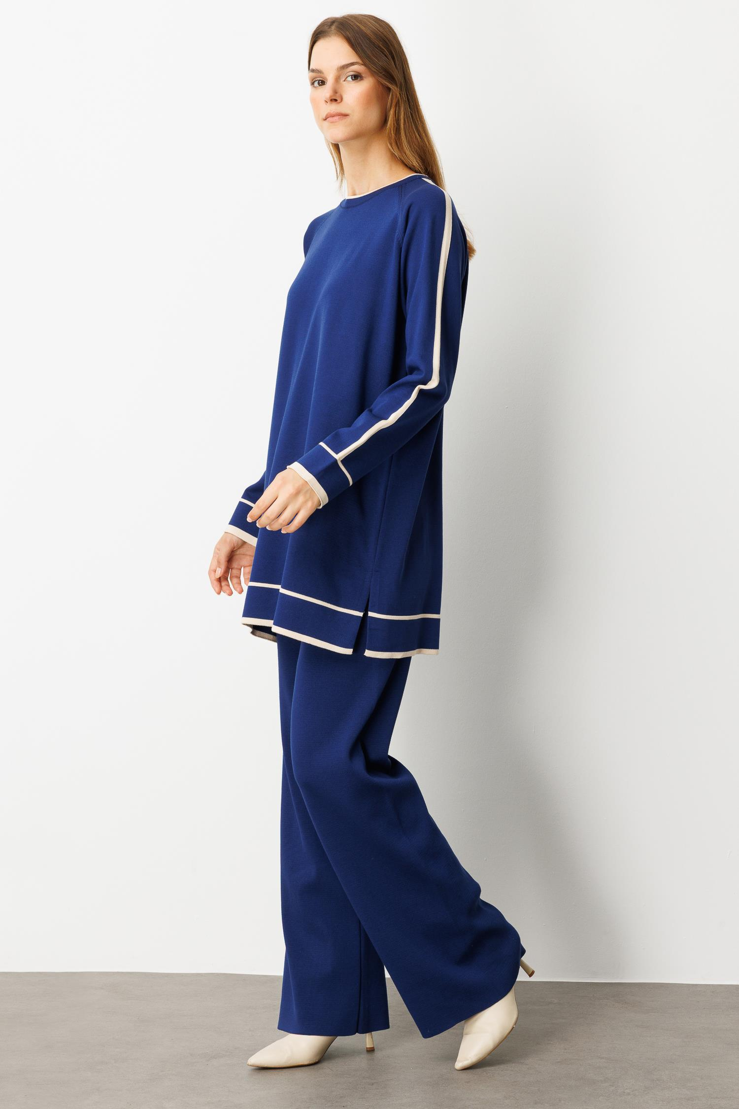 Çizgi Detaylı Triko Takım-SAX