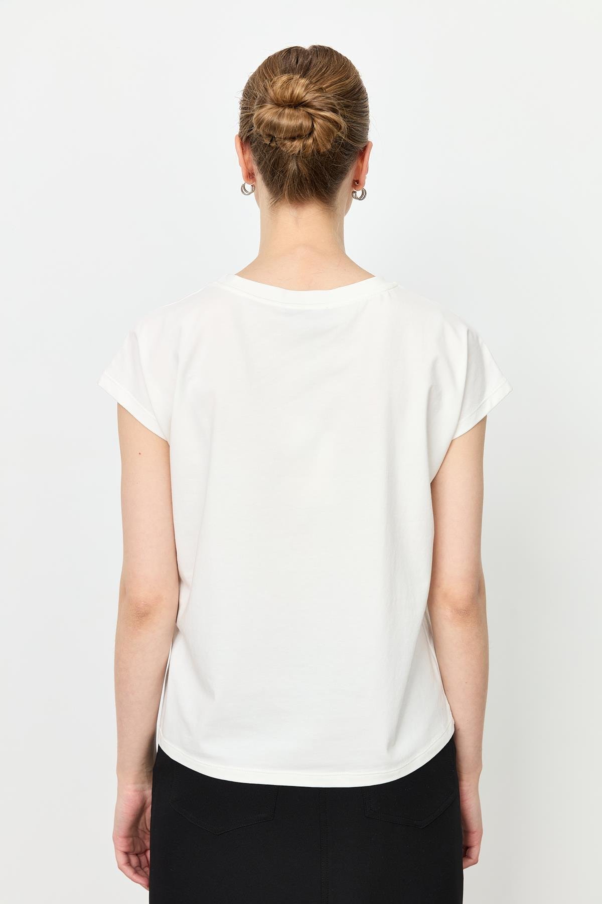 Çizgili Çiçek Desen Pamuklu Bluz-BORDO/SİYAH