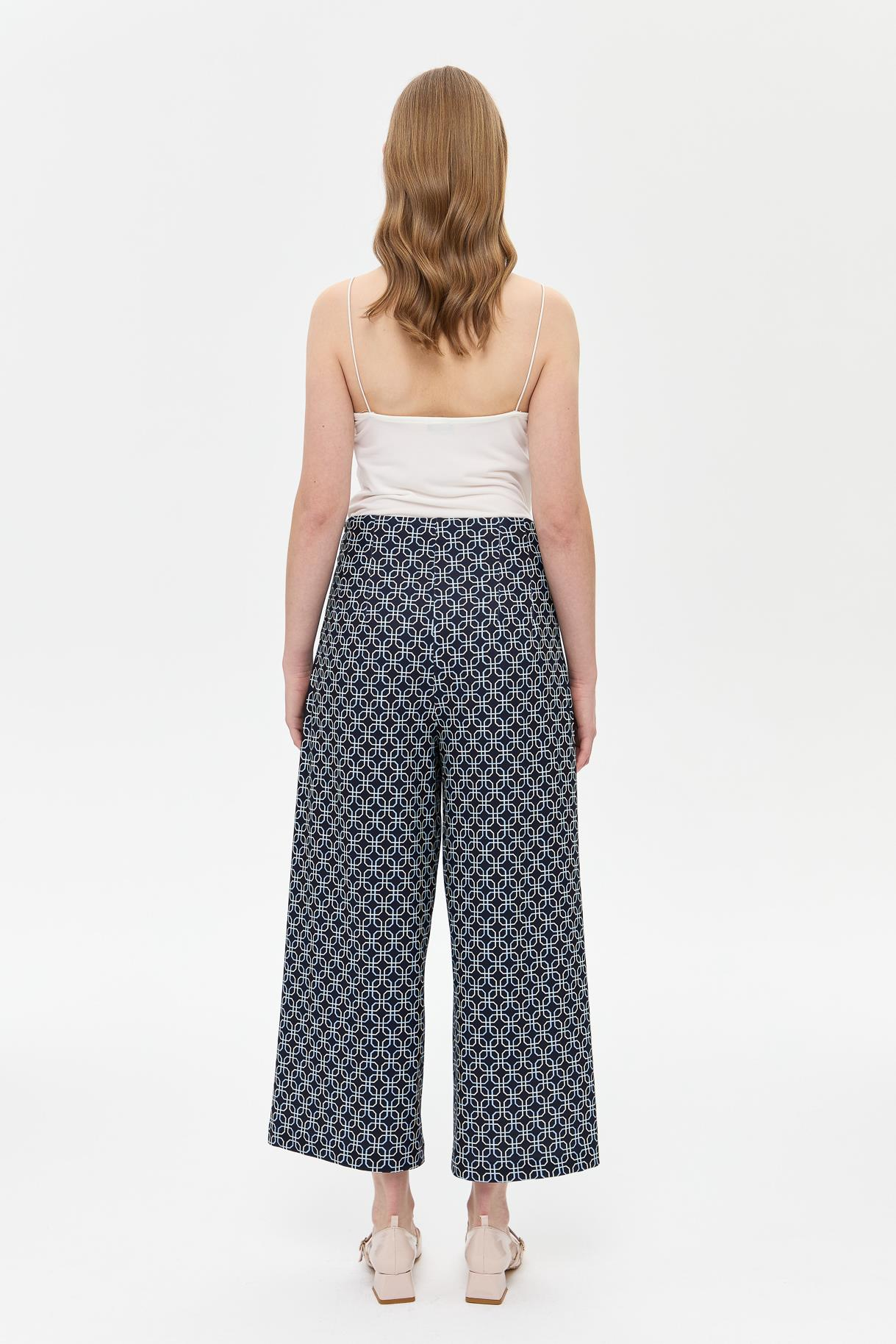 Desenli Rahat Kesim Scuba Pantolon - LACI