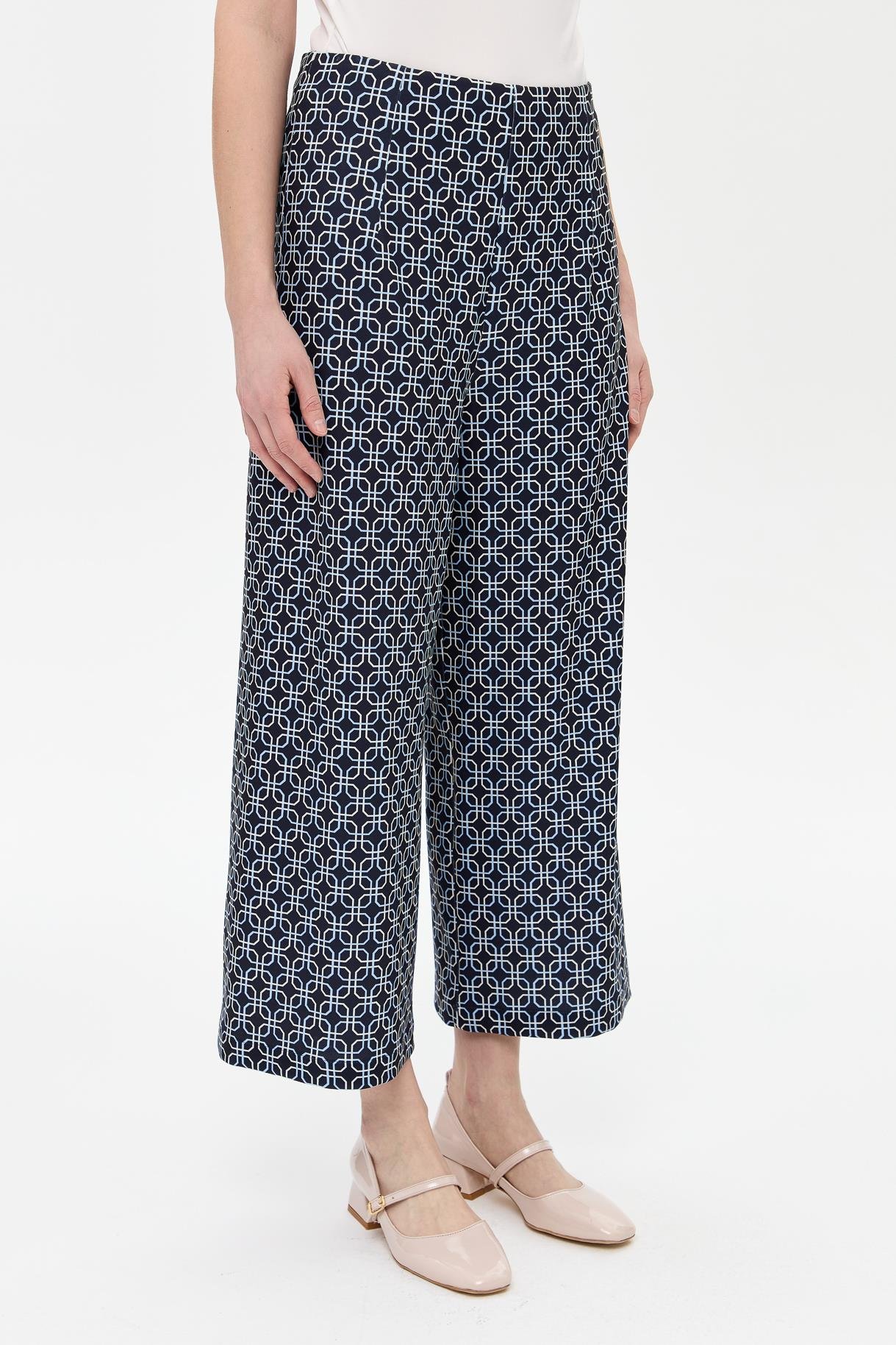 Desenli Rahat Kesim Scuba Pantolon - LACI