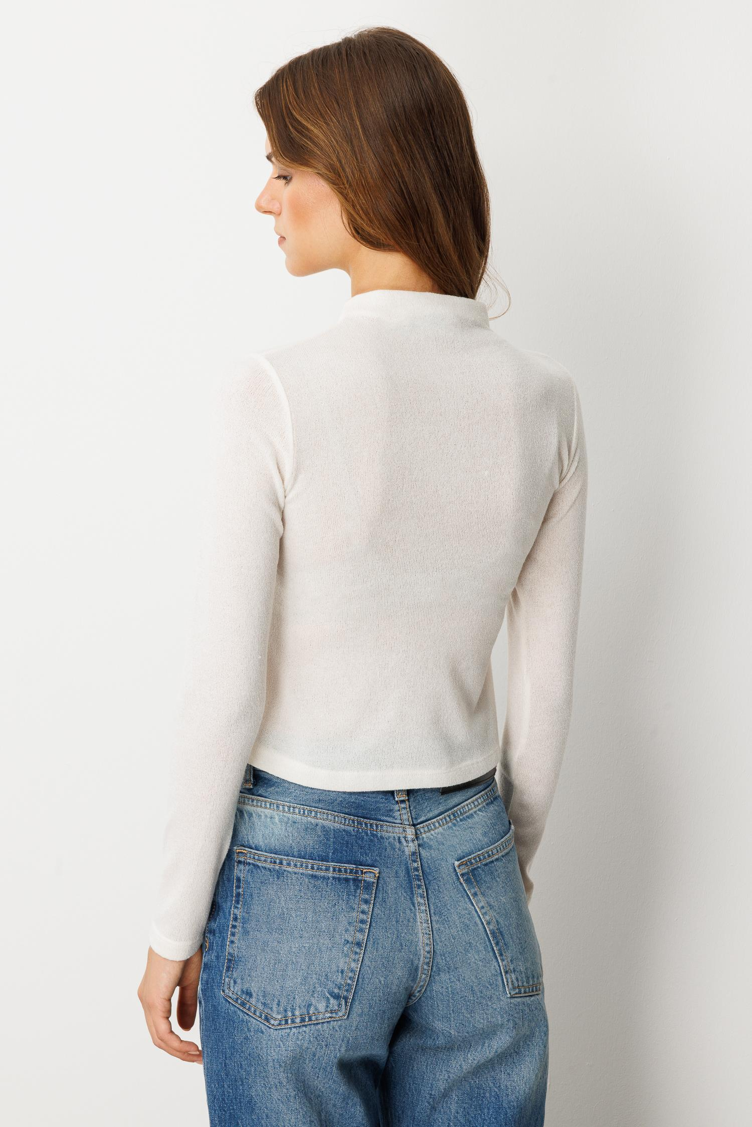 Drape Detaylı Yuvarlak Yaka Bluz-KEMIK