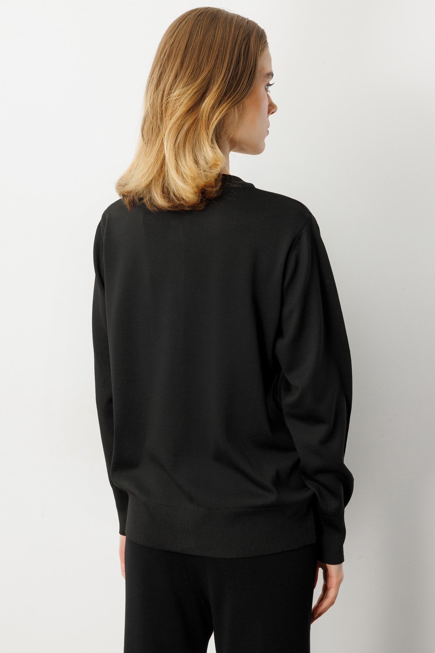 Düğmeli Basic Triko Hırka-SİYAH