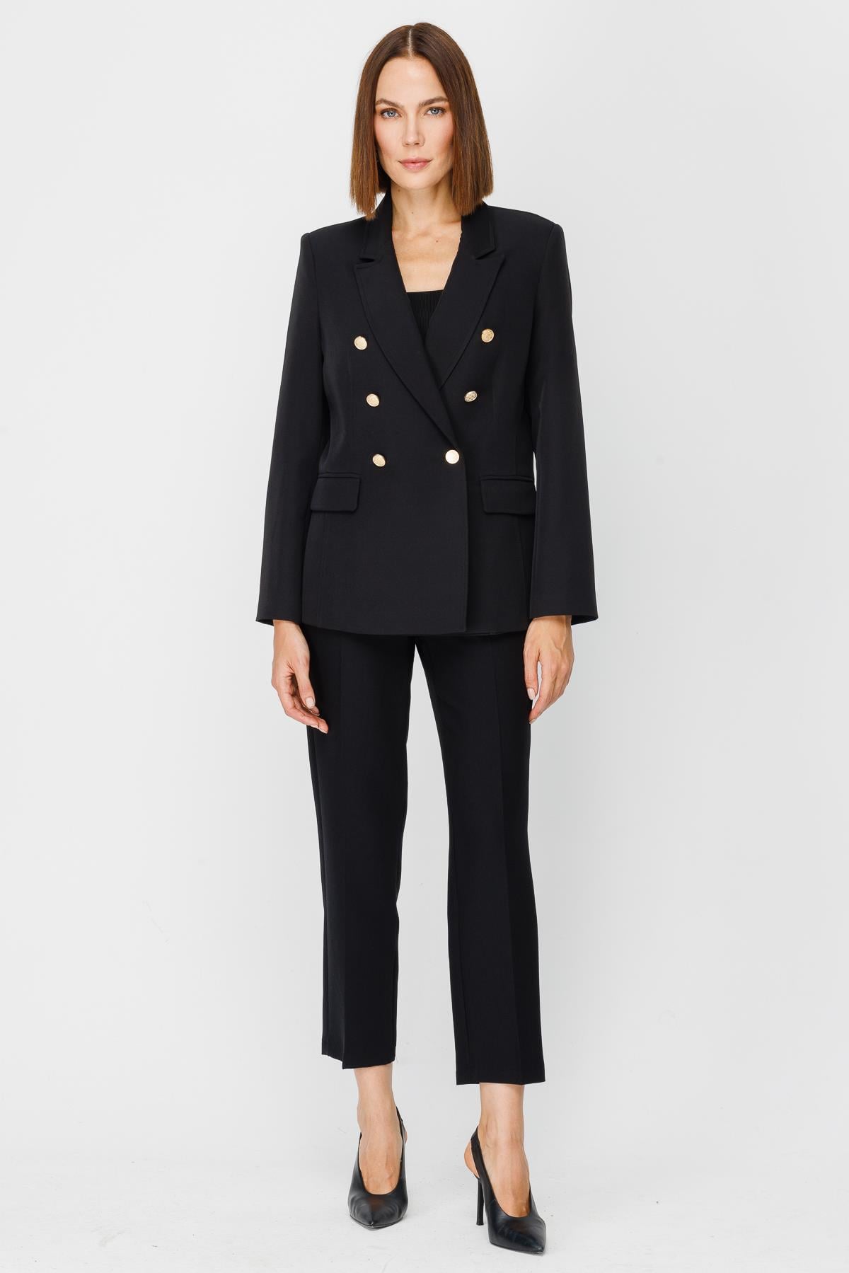 Düğmeli Blazer Ceket - SİYAH