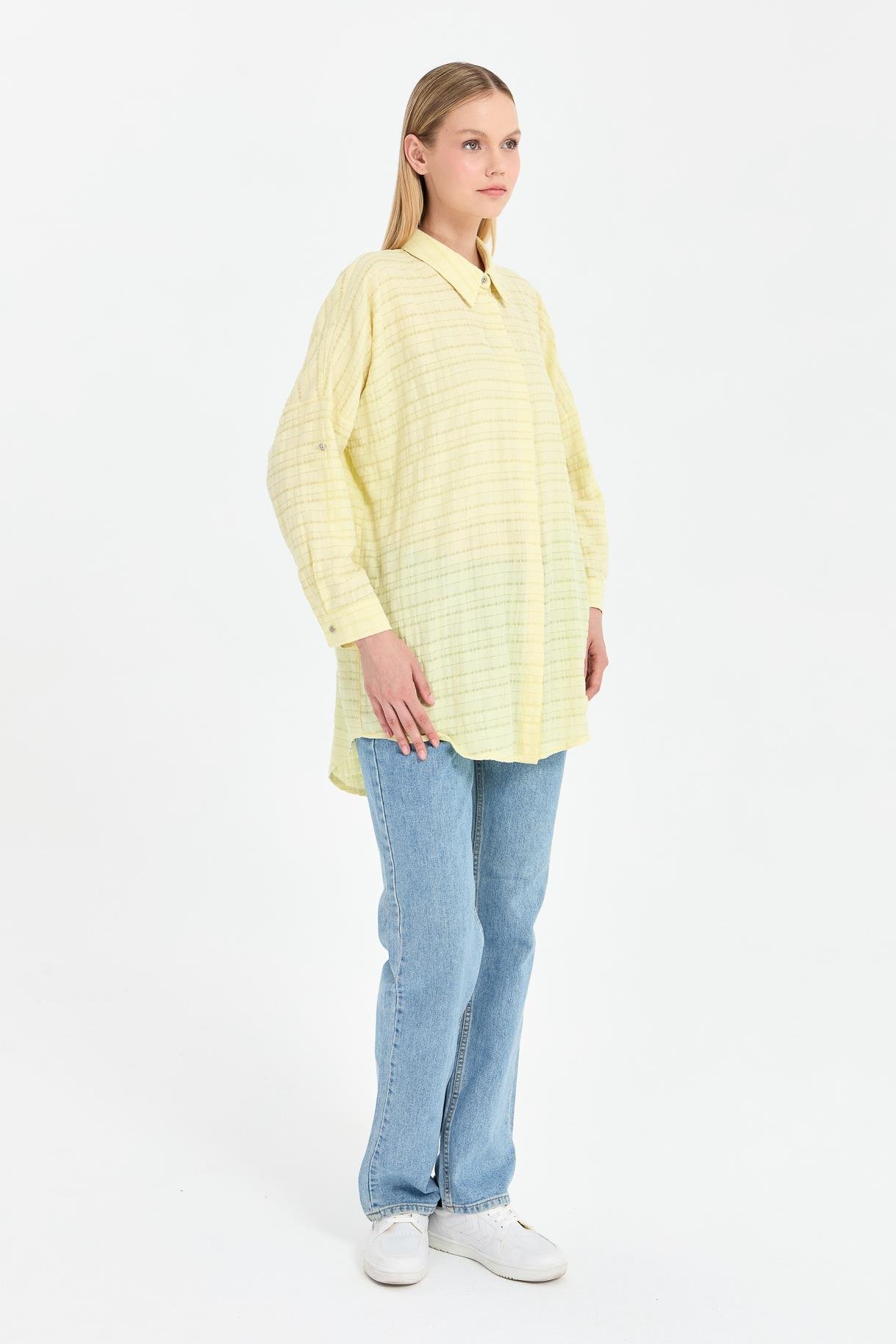 Ekose Coton Rahat Gömlek - SARI
