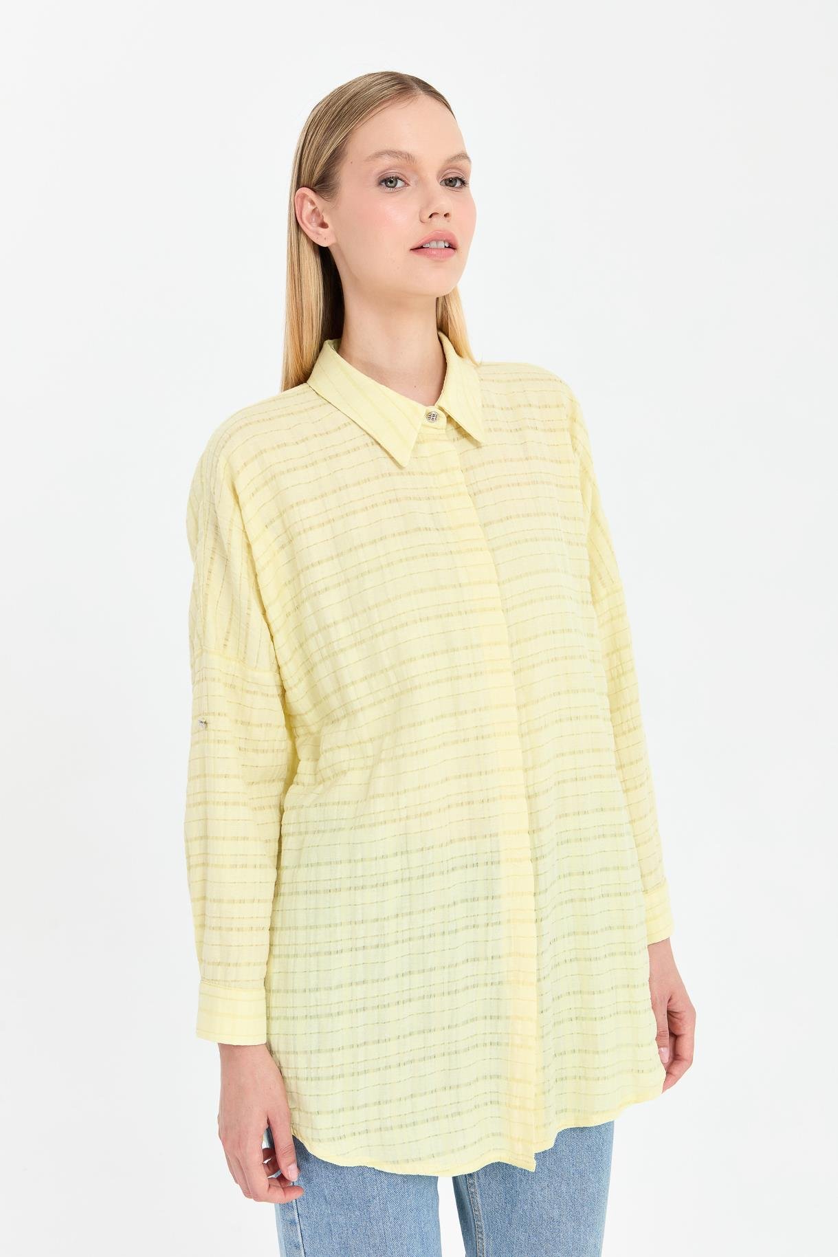 Ekose Coton Rahat Gömlek - SARI