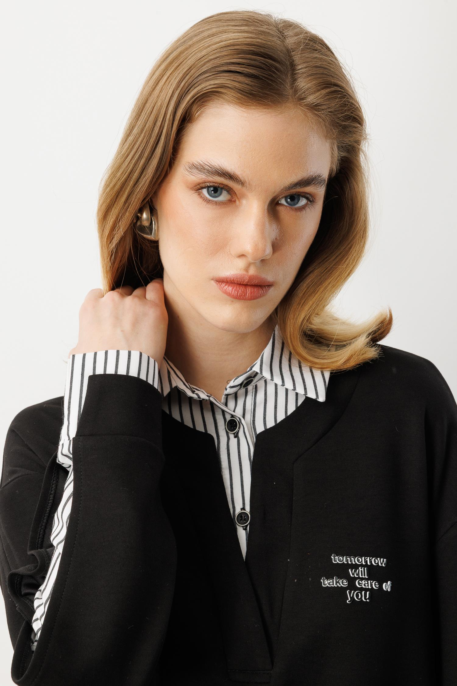 Eteği Çıkarılabilir Modal Gömlek-SİYAH