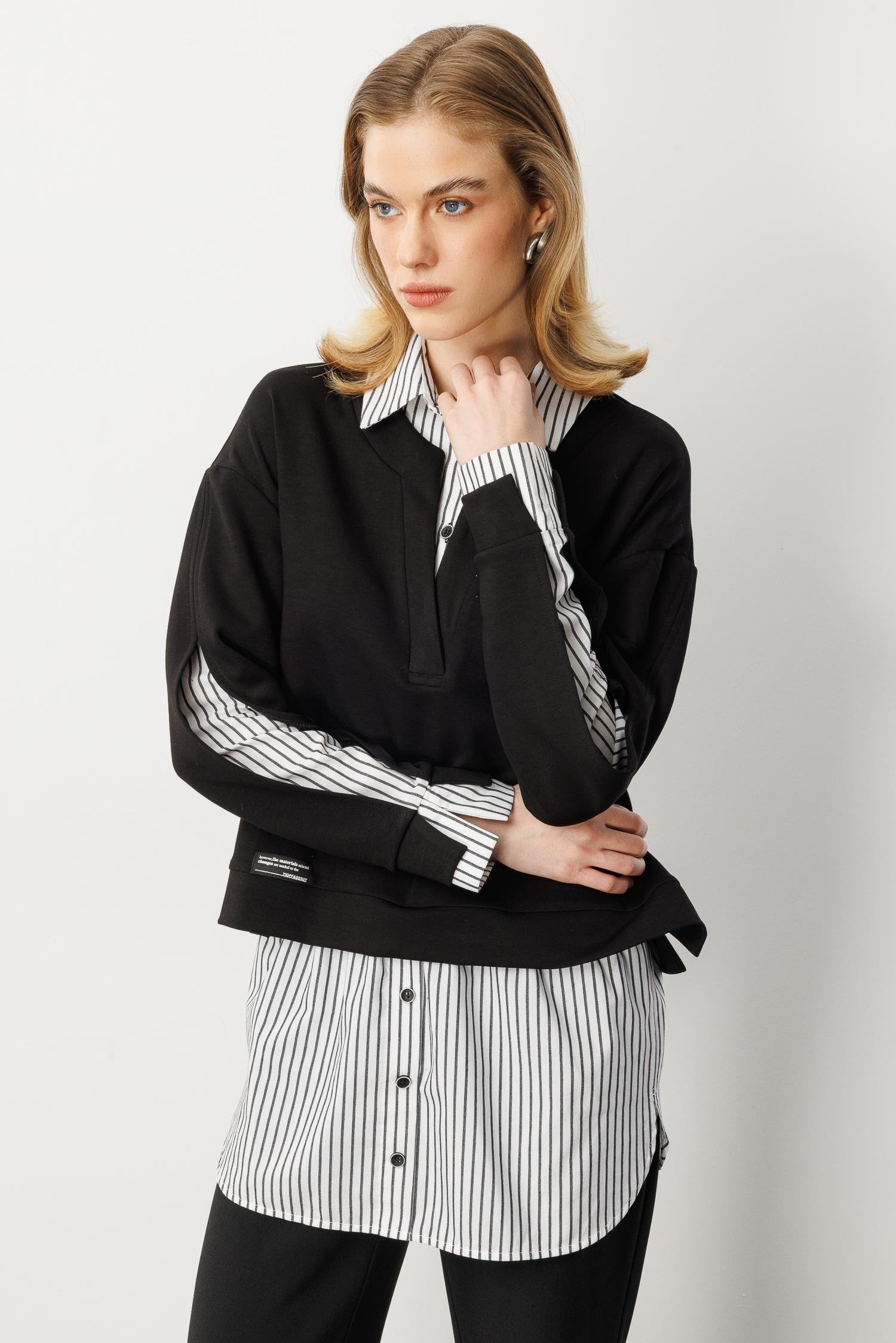 Eteği Çıkarılabilir Modal Gömlek-SİYAH