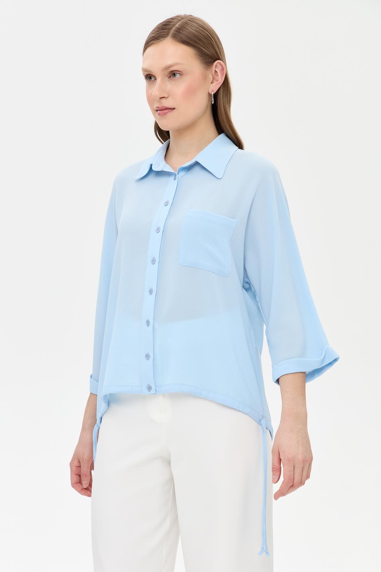 Etek Ucu Büzgülü Gömlek - A.MAVI