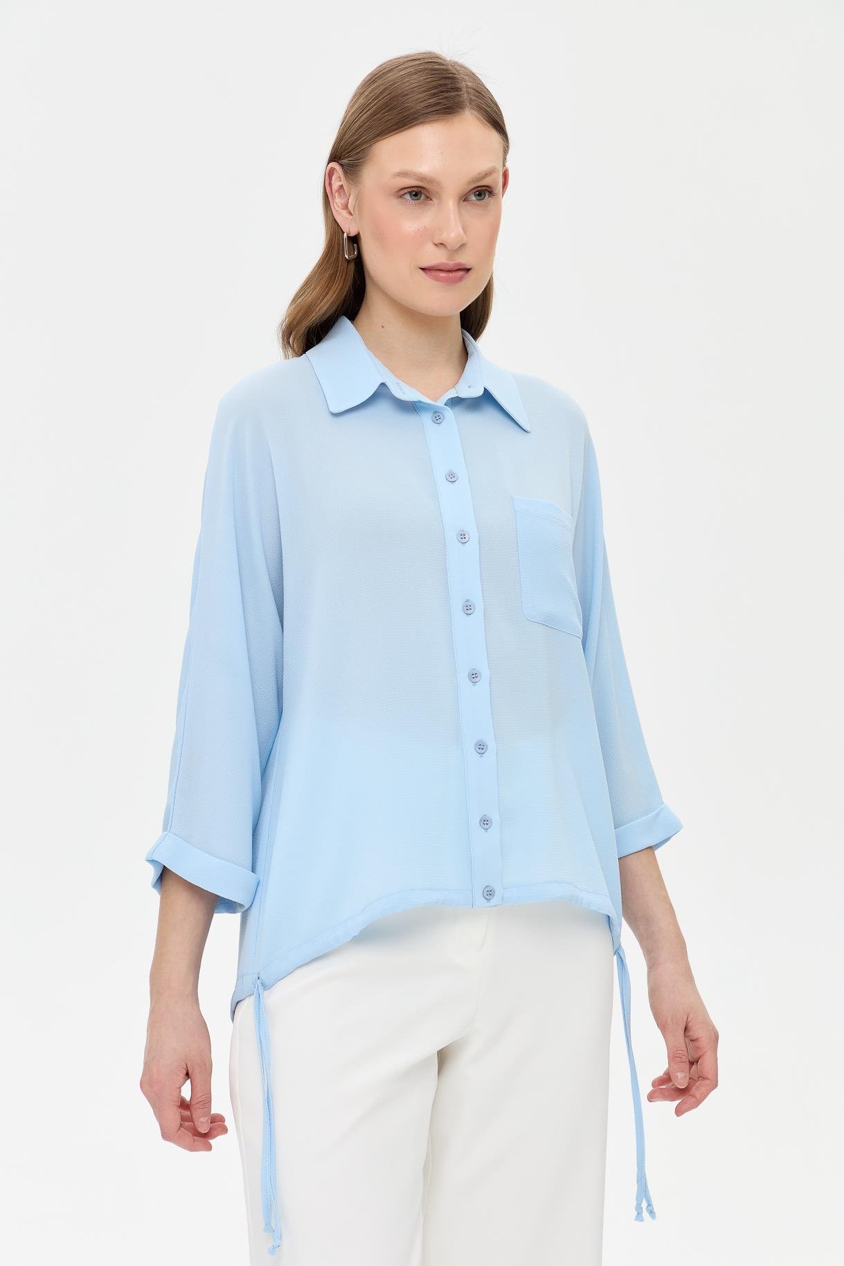 Etek Ucu Büzgülü Gömlek - A.MAVI