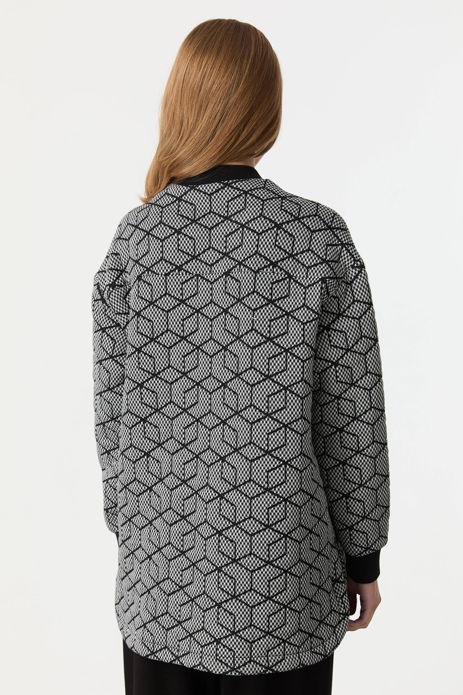 Fermuar Detaylı Dokuma Tunik Ceket-SİYAH